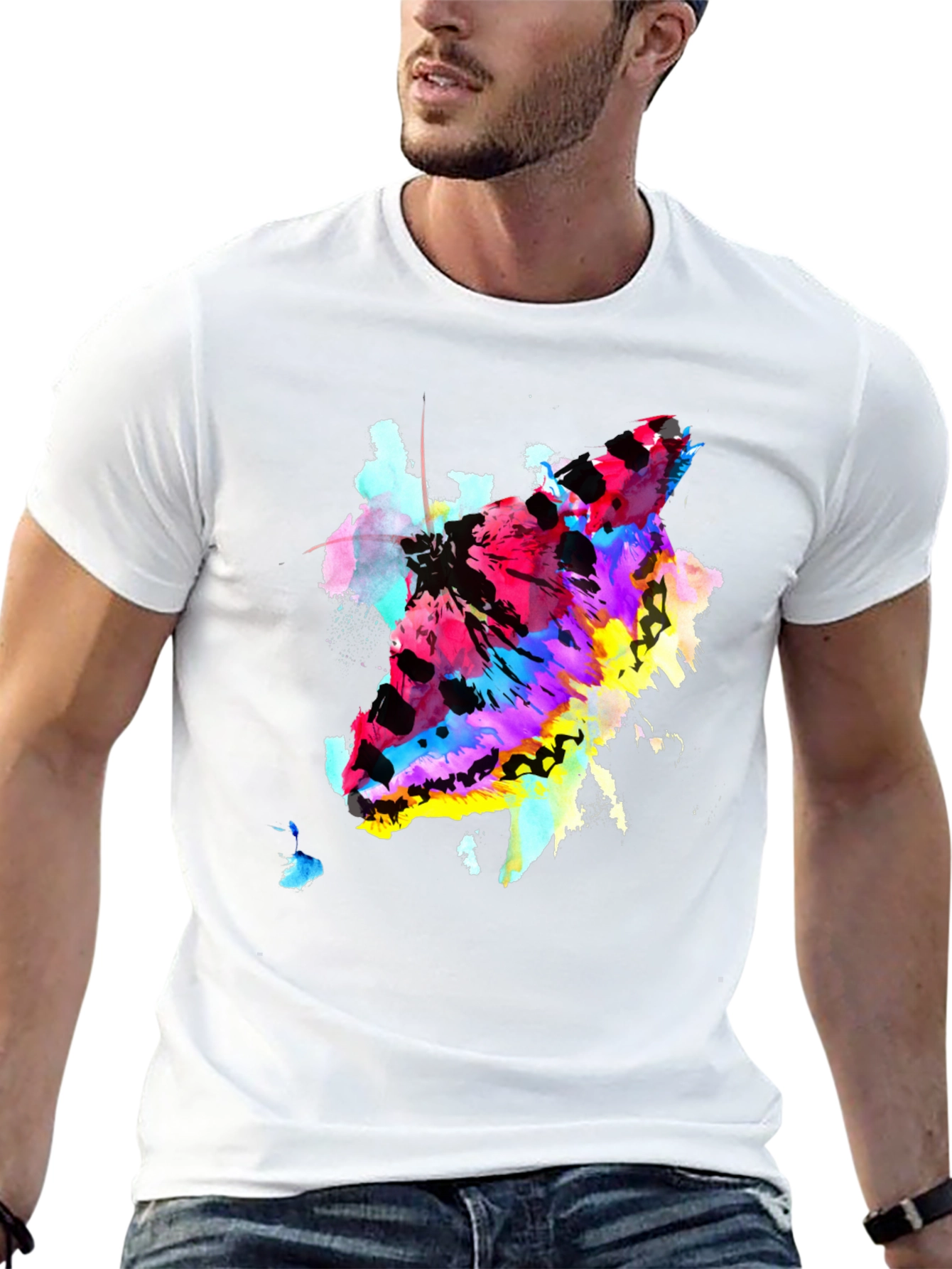 Black Abstract Butterfly Graphic Print Crew Neck T-Shirt view 13