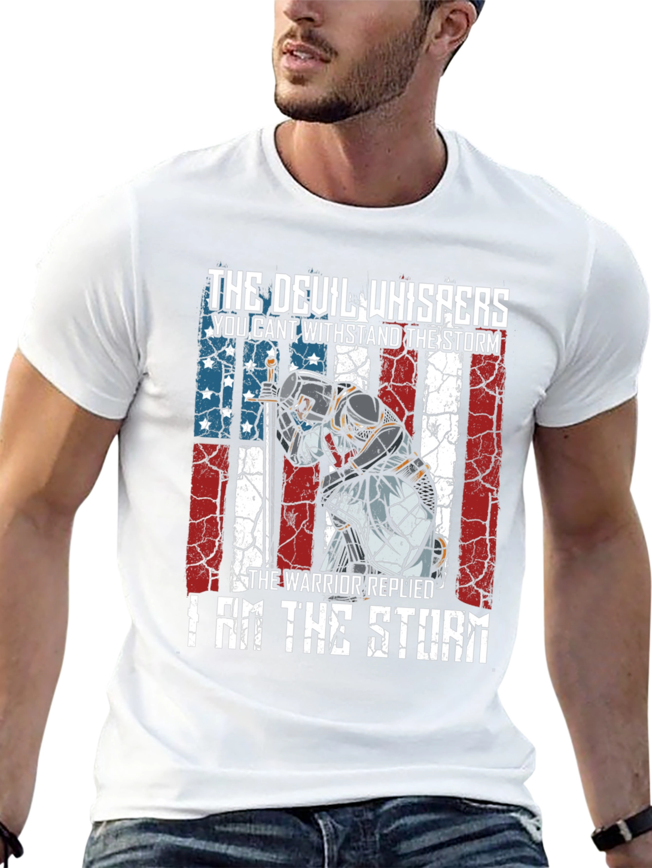 Black Warrior Storm T-Shirt - Patriotic Knight Design view 13