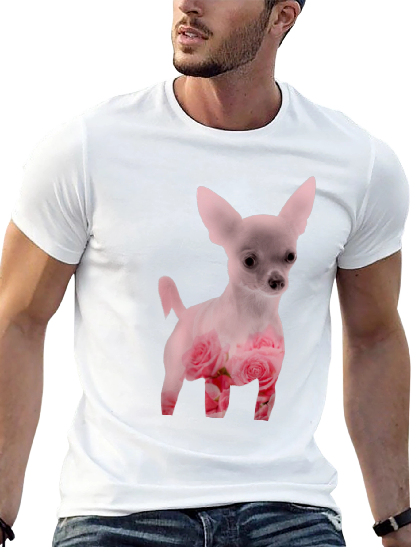 Black Floral Chihuahua T-Shirt - Black view 13