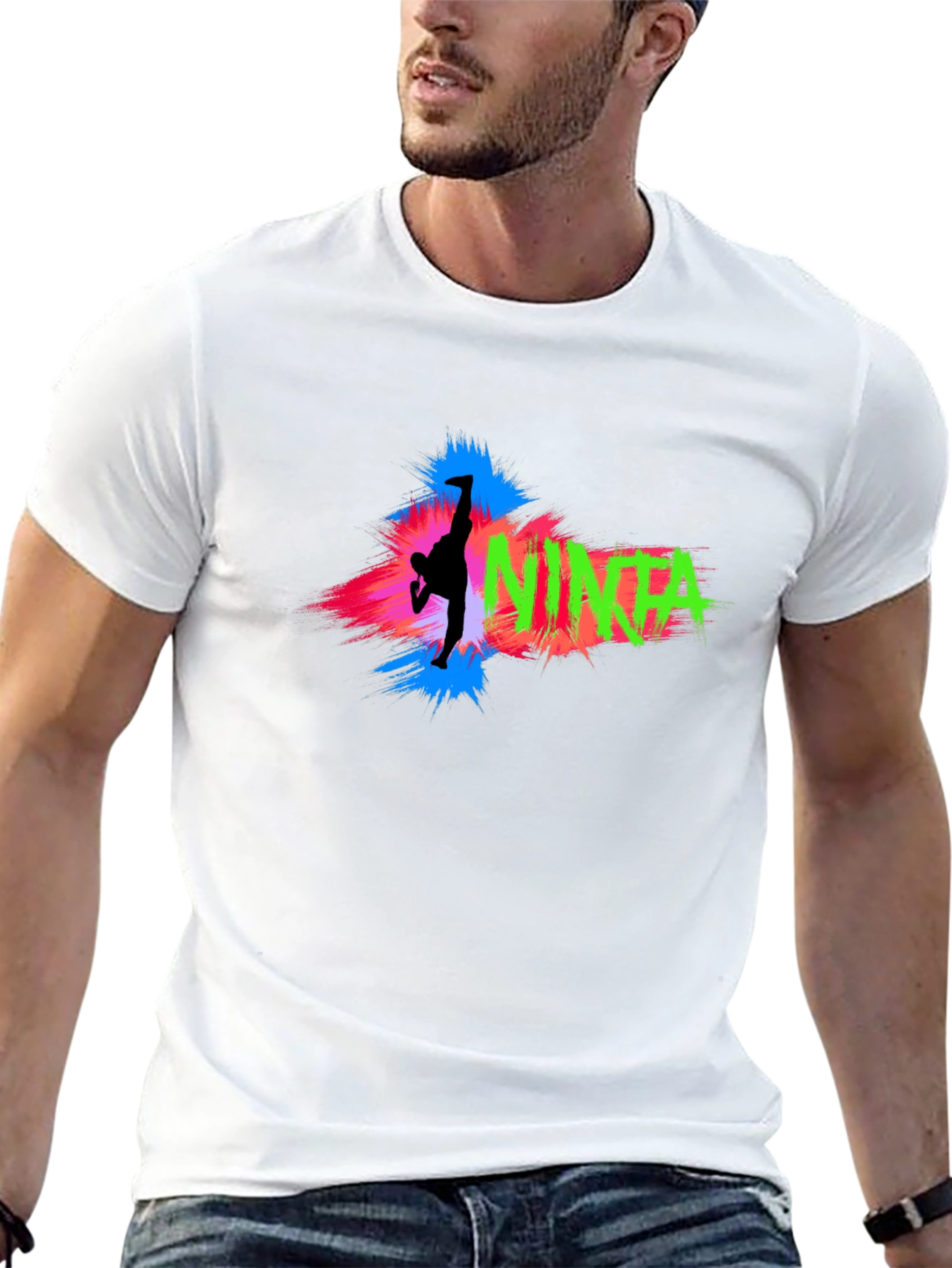 Black Ninja Kick Graphic T-Shirt - Black view 13