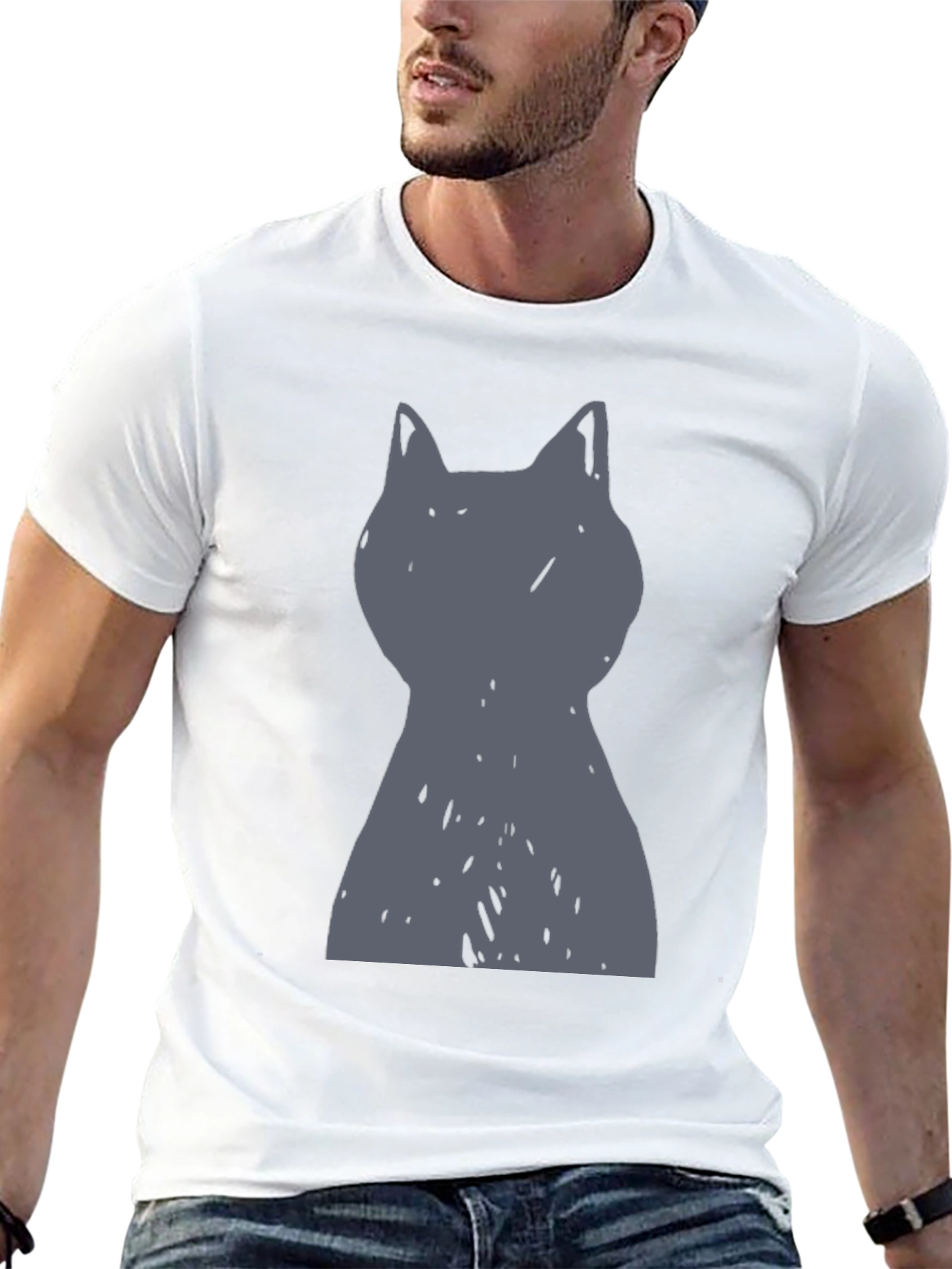 Black Cool Cat Graphic Tee - Men's Black T-Shirt view 13