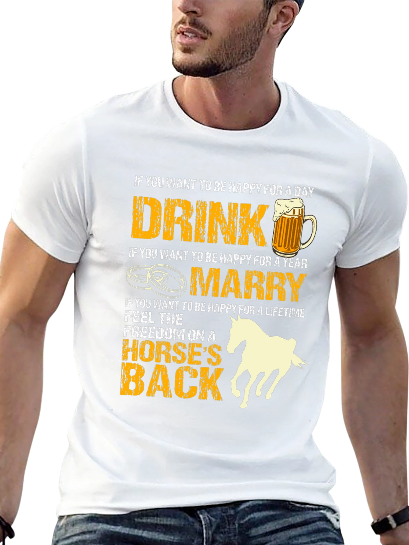 Black Drink Marry Horse T-Shirt: Happiness Guide view 13