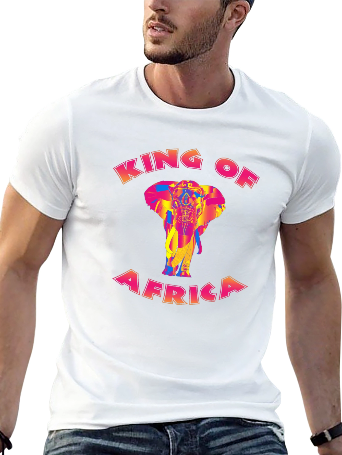 Black King of Africa Elephant Graphic Tee view 13