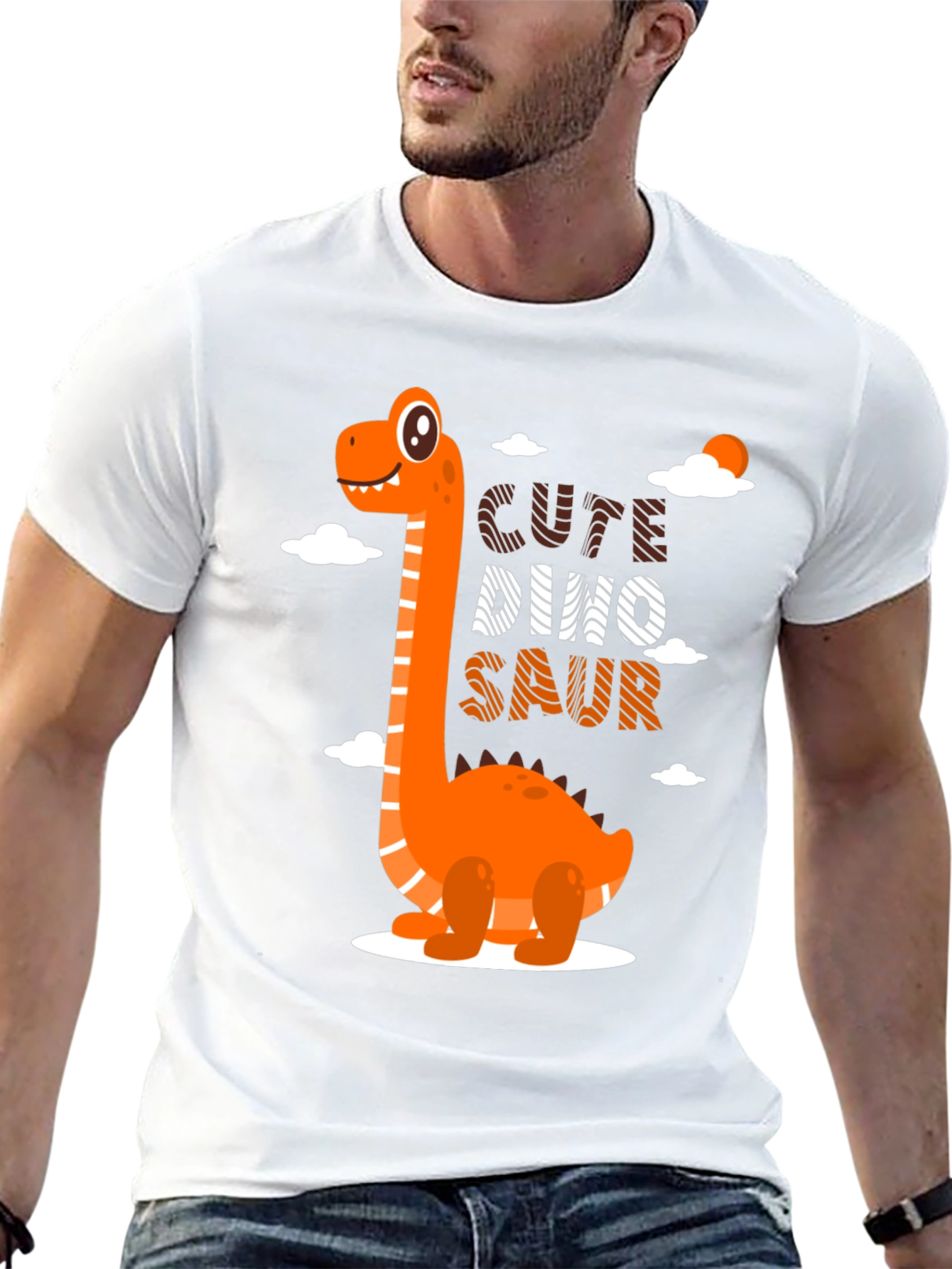 Black Cute Dino-Saur Black Graphic T-Shirt view 13