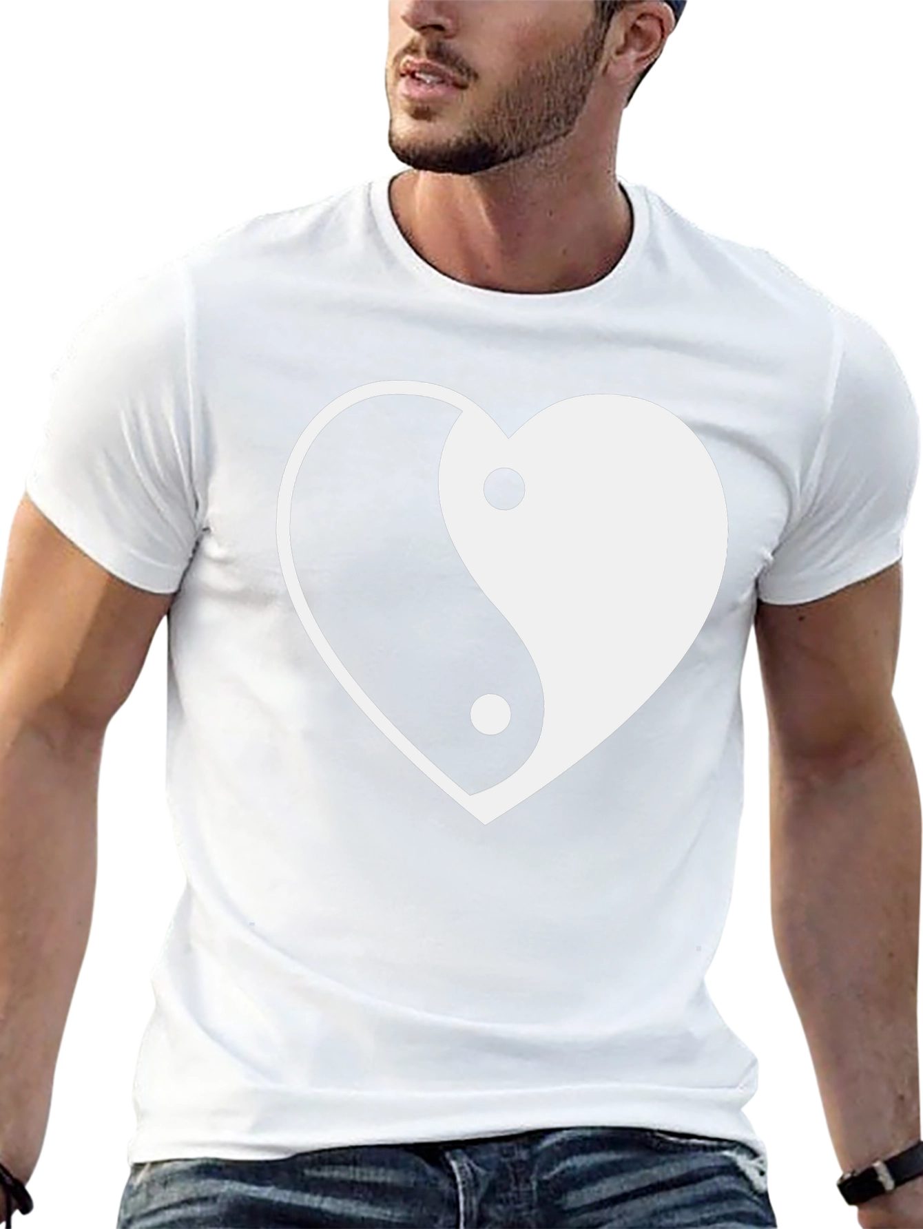 Black Yin Yang Heart Graphic Tee - Stylish Comfort view 13