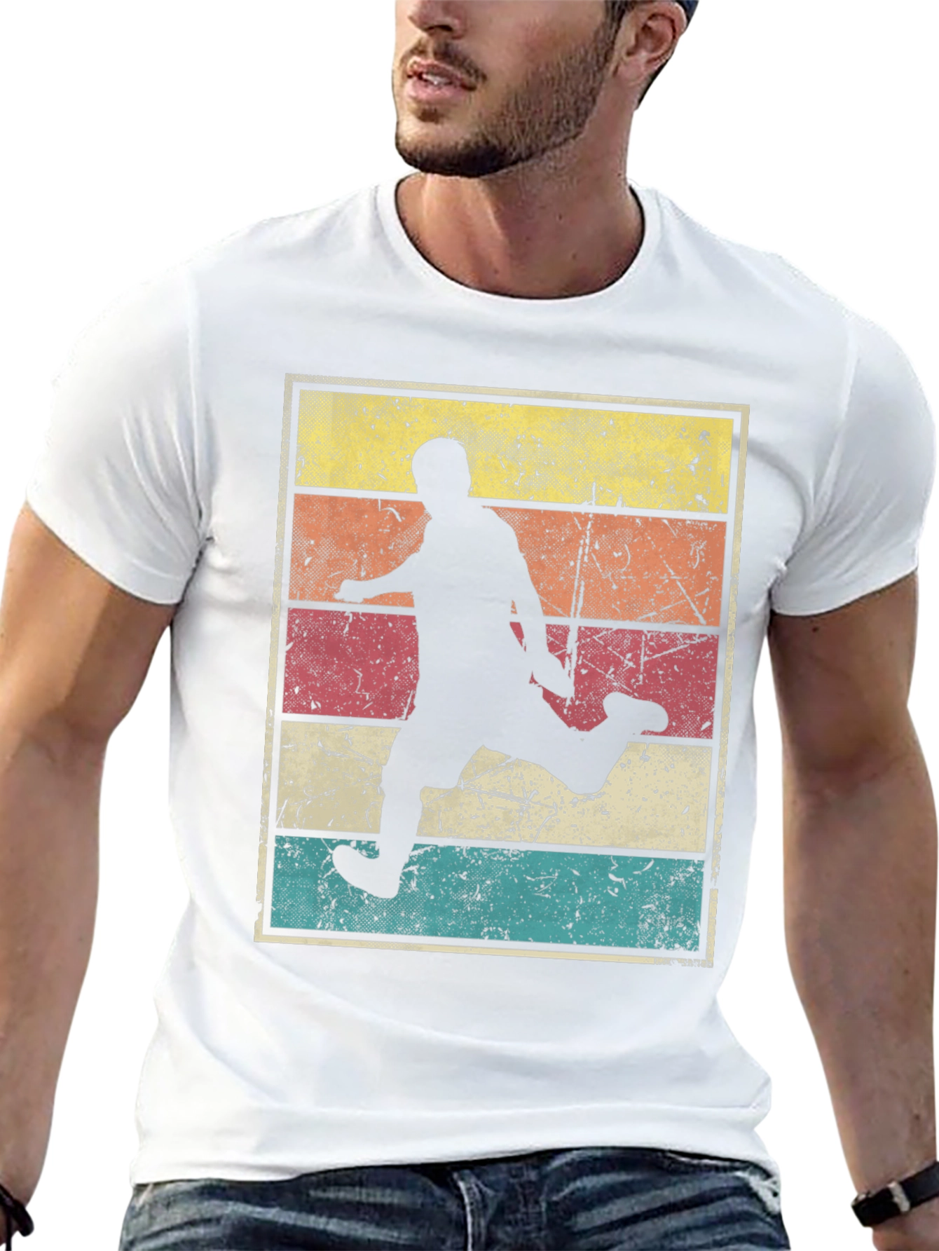 Black Retro Soccer Player Graphic T-Shirt view 13