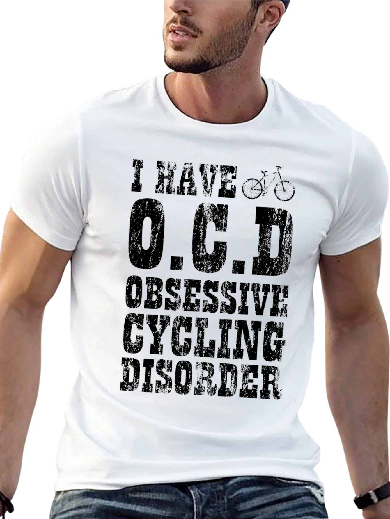 Black Funny OCD Obsessive Cycling Disorder T-Shirt view 13