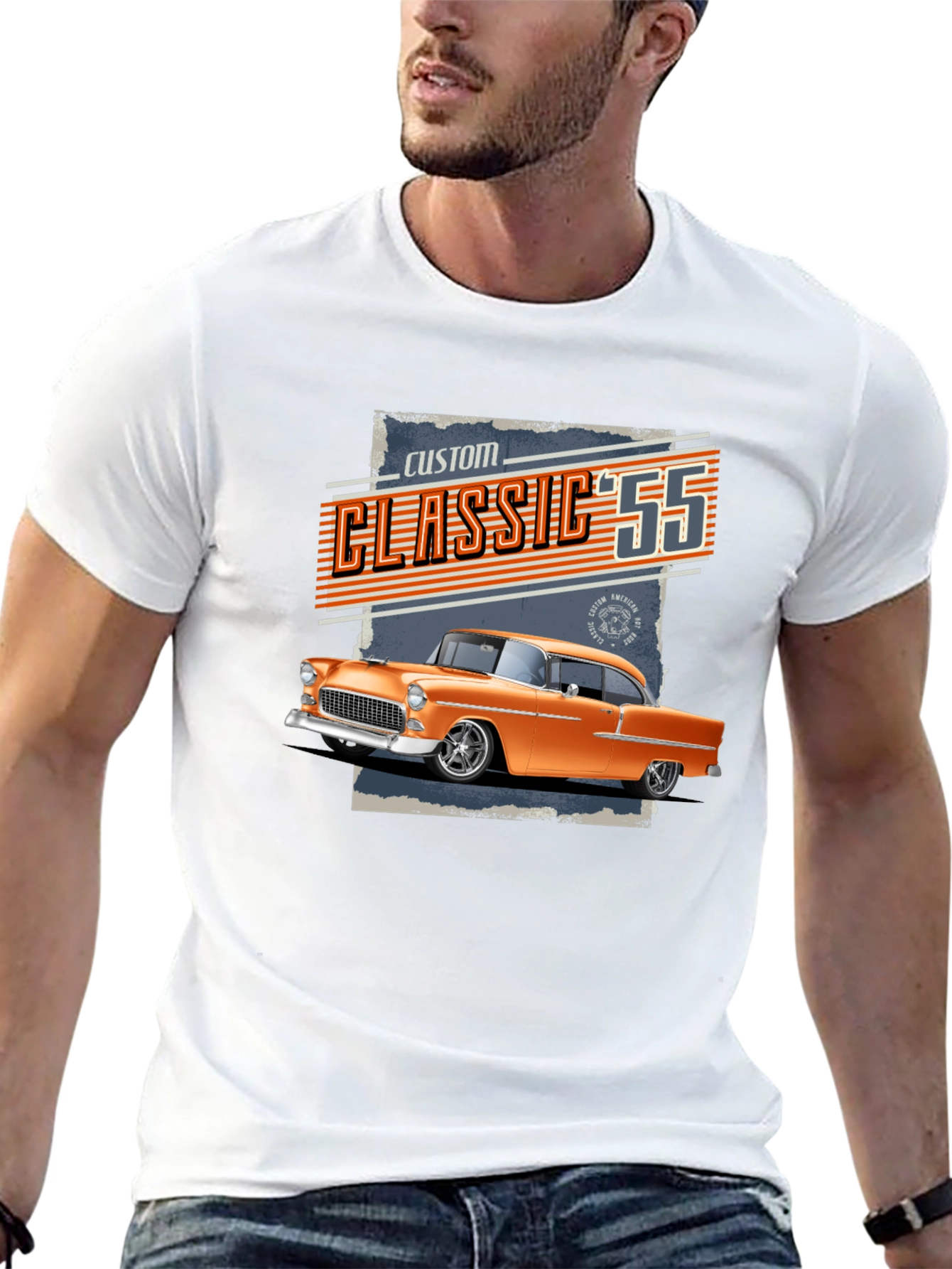 Black Classic '55 Car Graphic T-Shirt view 13