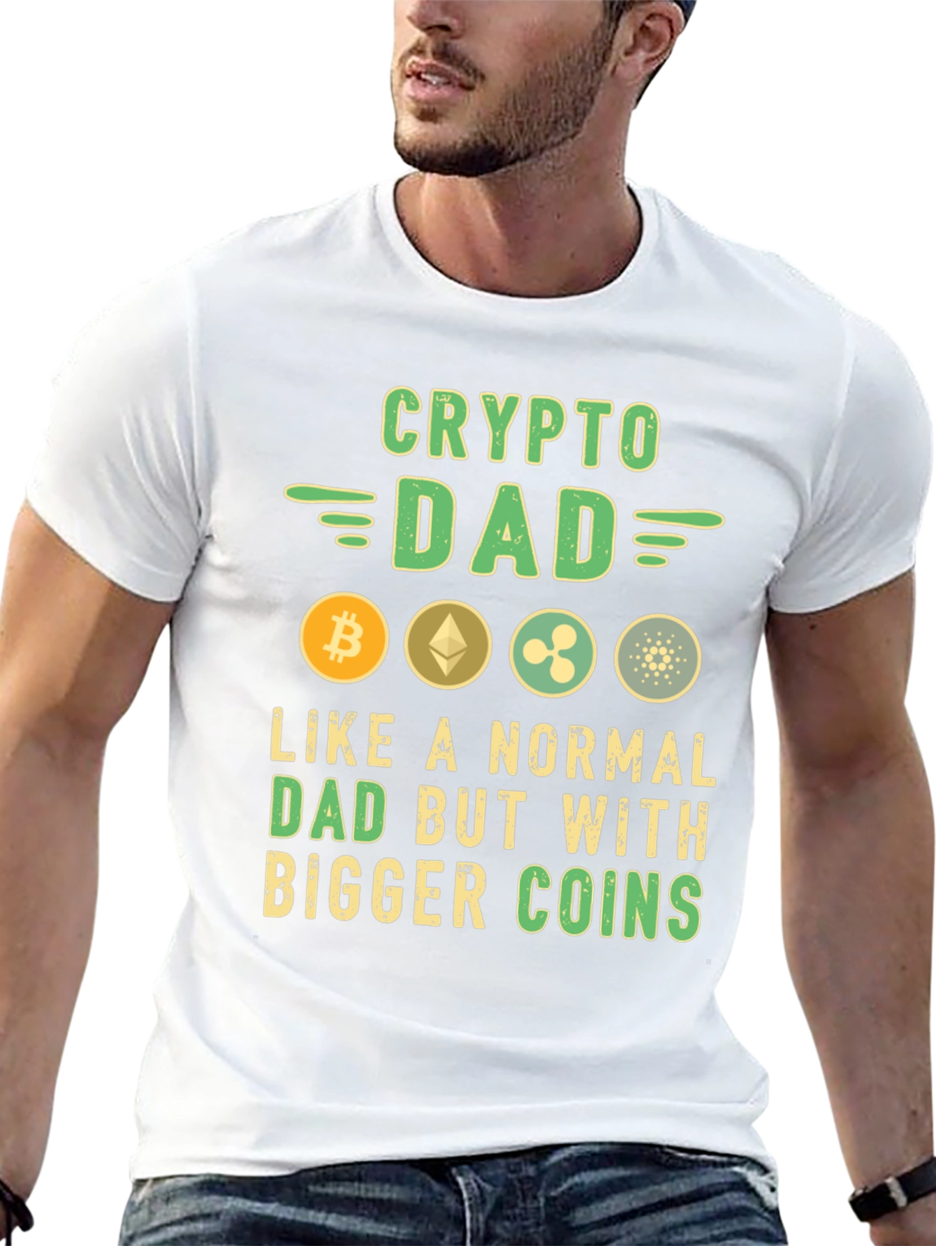 Black Crypto Dad T-Shirt Bitcoin Ethereum Ripple Cardano view 13