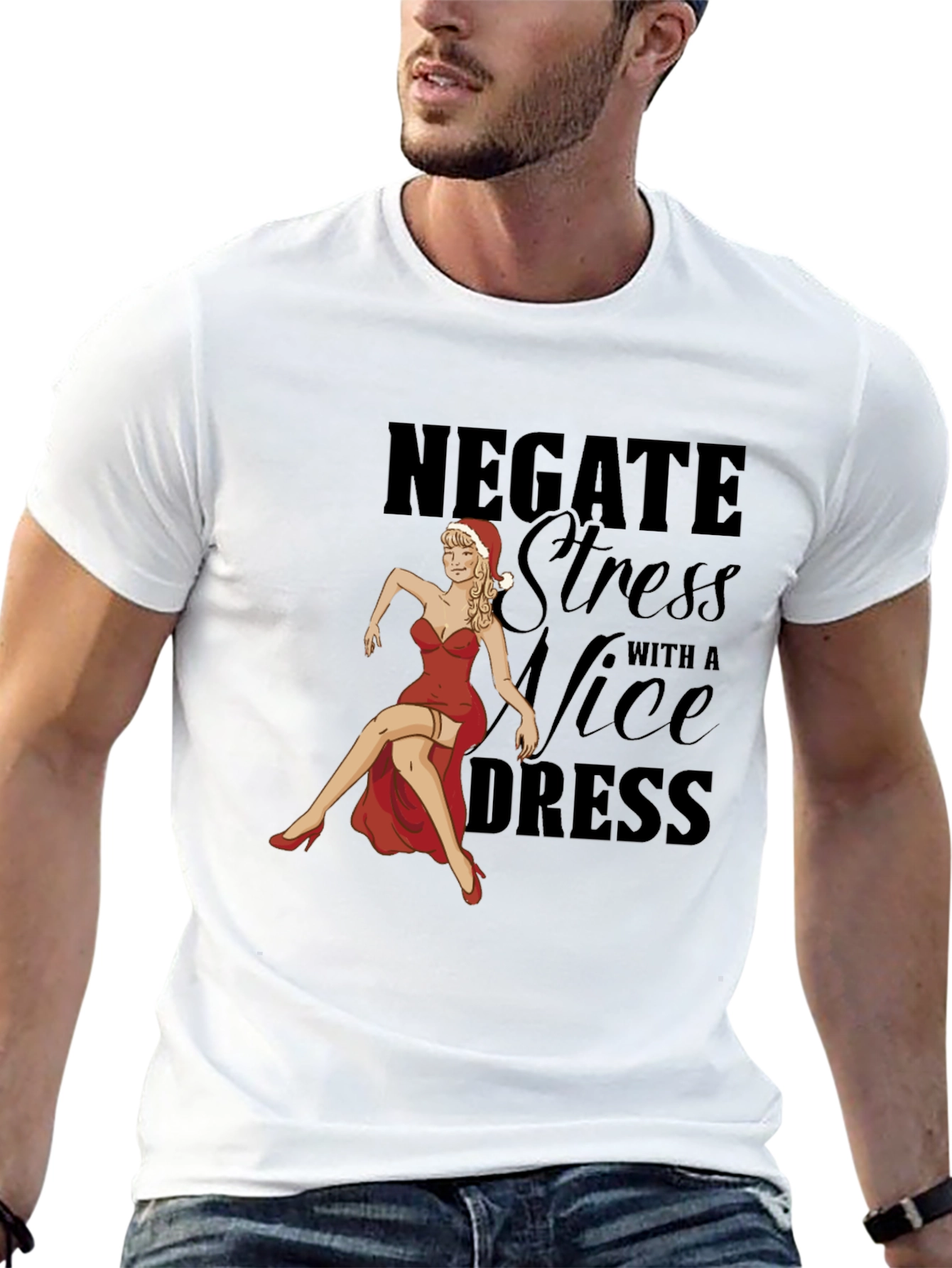 Black Negate Stress Nice Dress T-Shirt view 13