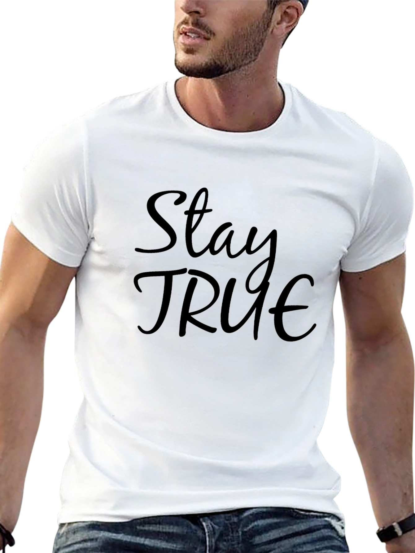 Black Stay True Black Graphic Tee - Stylish Men's T-Shirt view 13