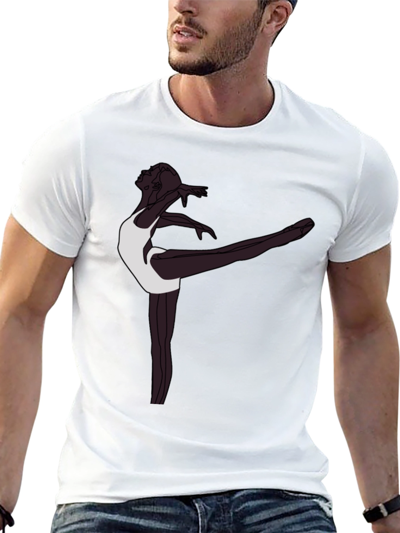 Black Ballet Dancer Graphic Tee - Stylish Men's T-Shirt view 13
