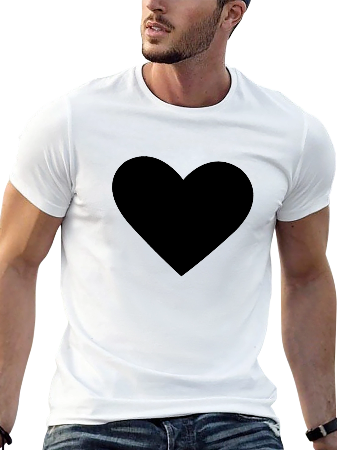 Black Men's Black Heart Graphic Tee - Soft Cotton Blend view 13