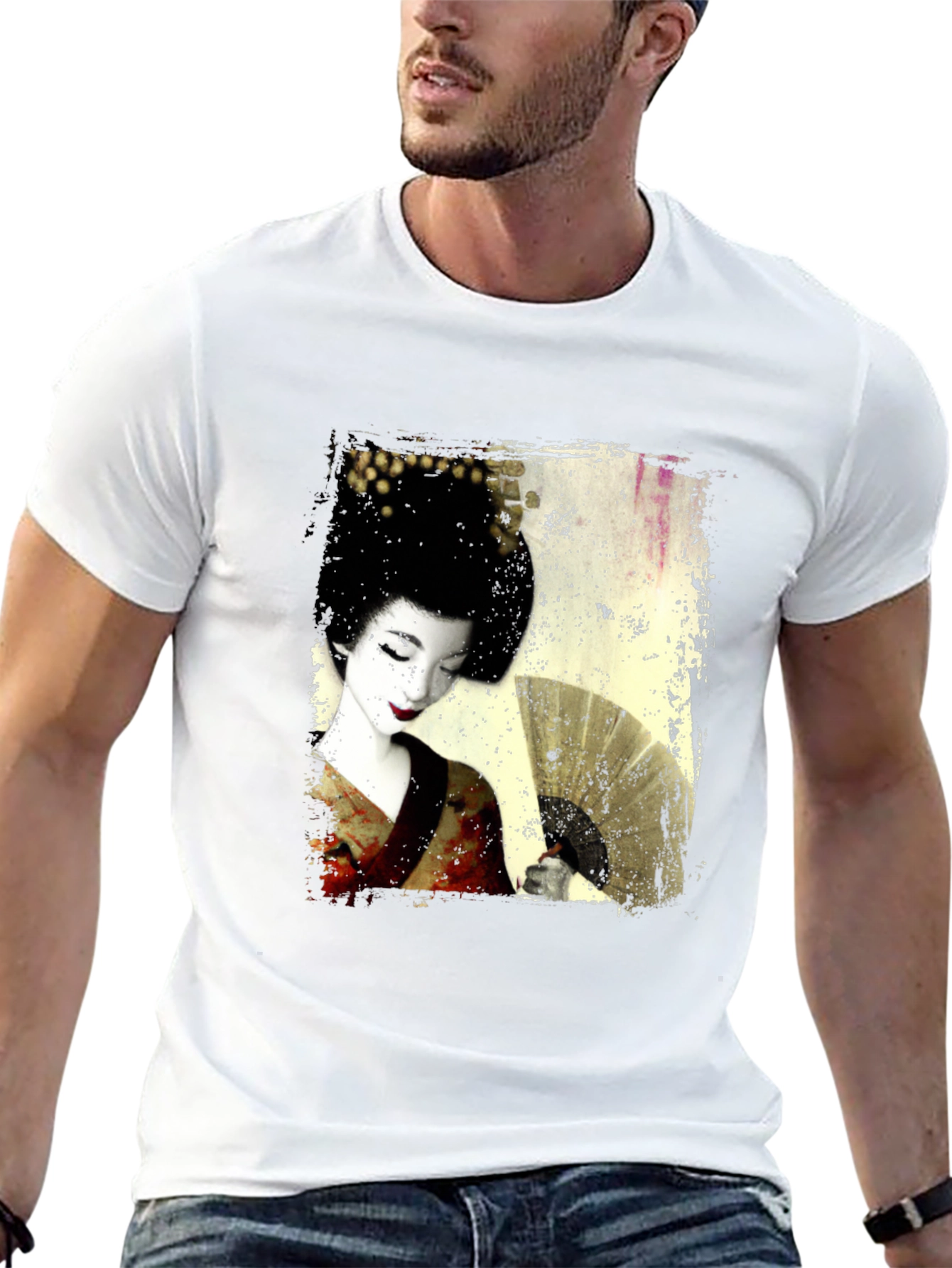 Black Geisha Print Black T-Shirt view 13