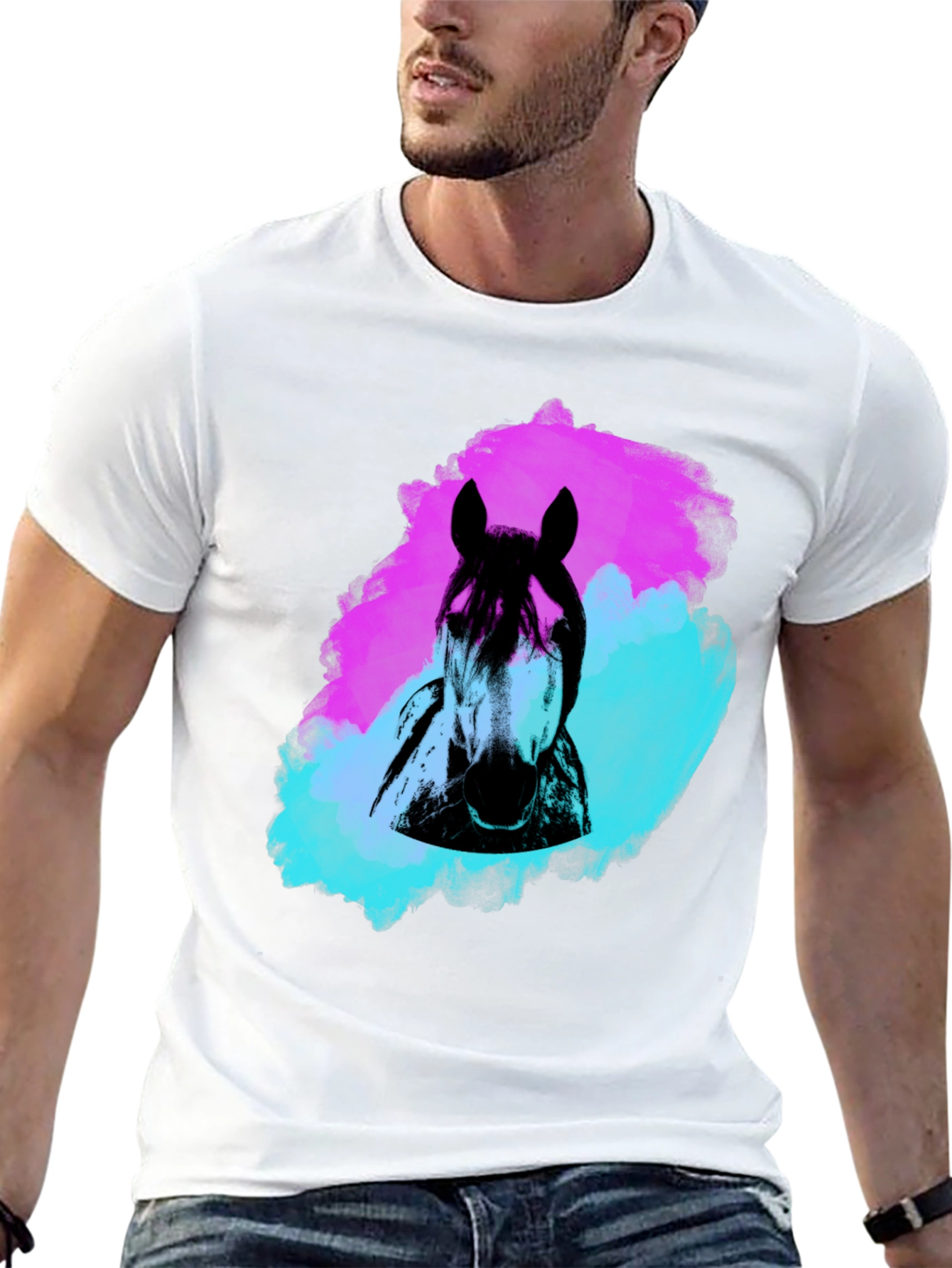 Black Horse Graphic Tee - Artistic Style view 13
