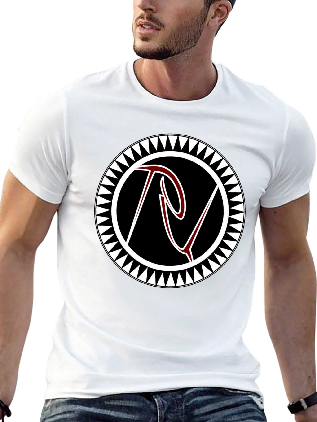 Black Black Tee with Tribal Circle Logo view 13