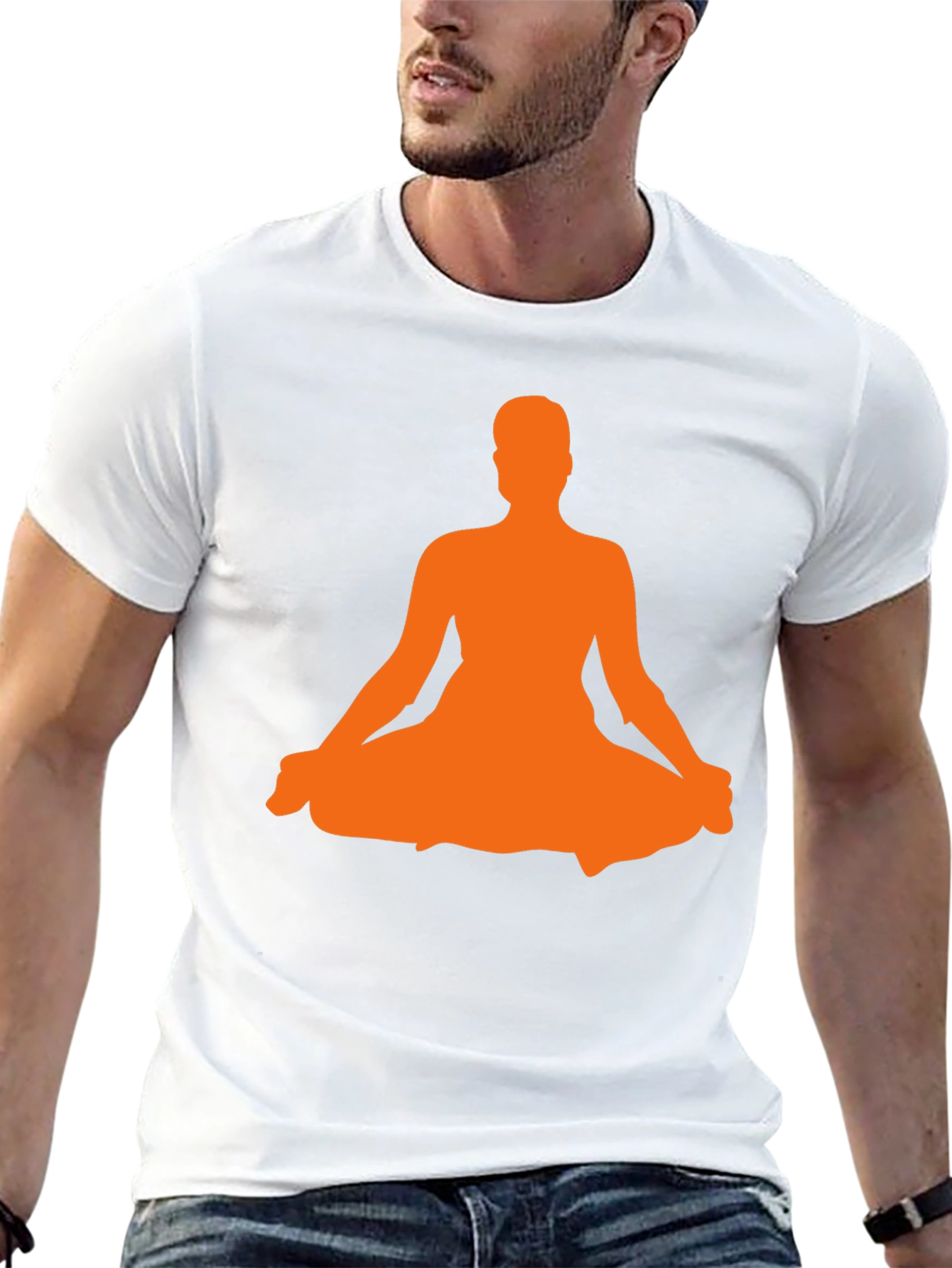 Black Yoga Meditation Silhouette Black T-Shirt view 13