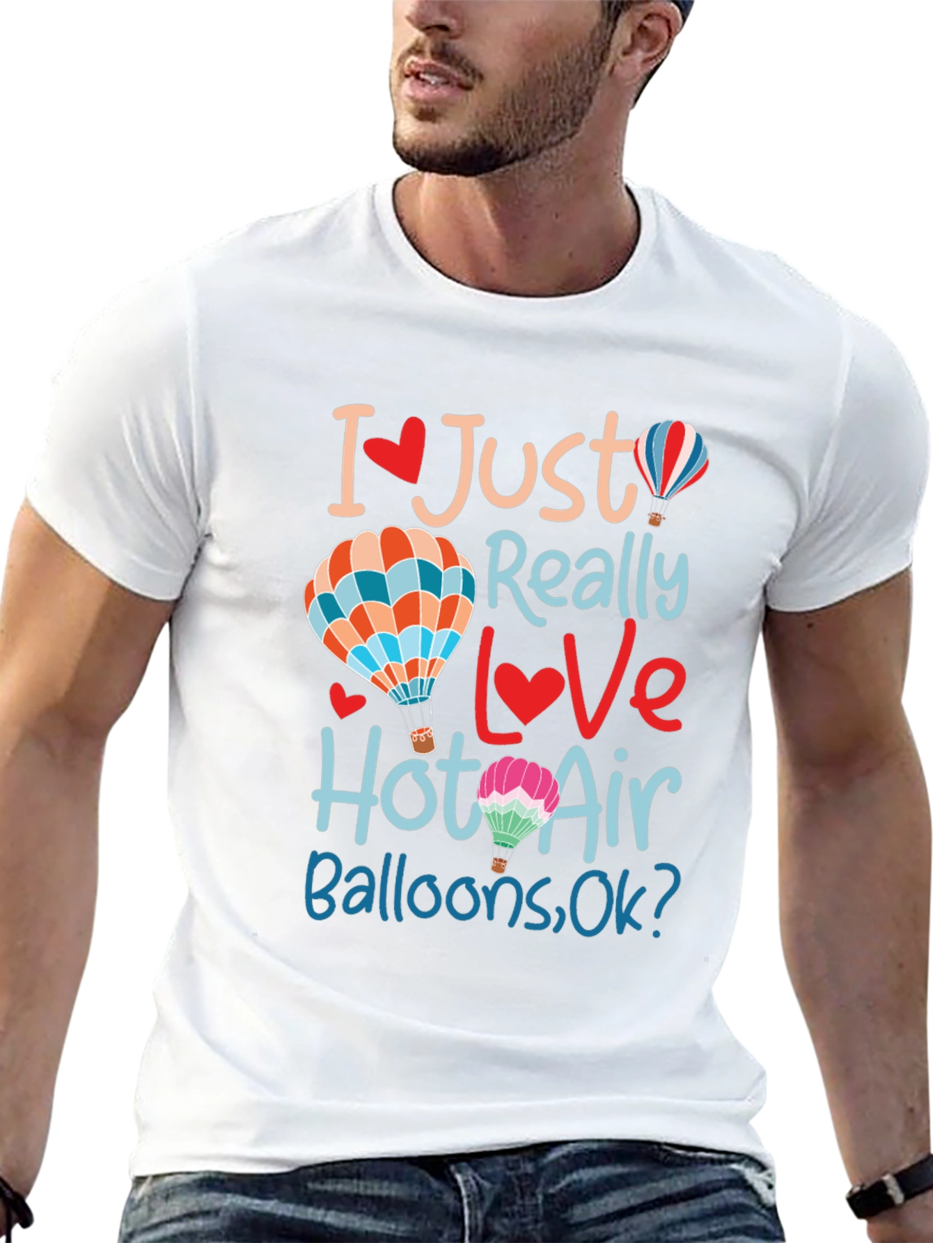 Black I Love Hot Air Balloons Black T-Shirt view 13