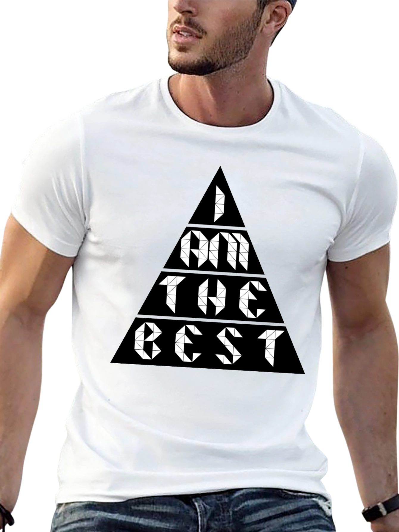 Black I Am The Best Triangle Graphic Tee view 13