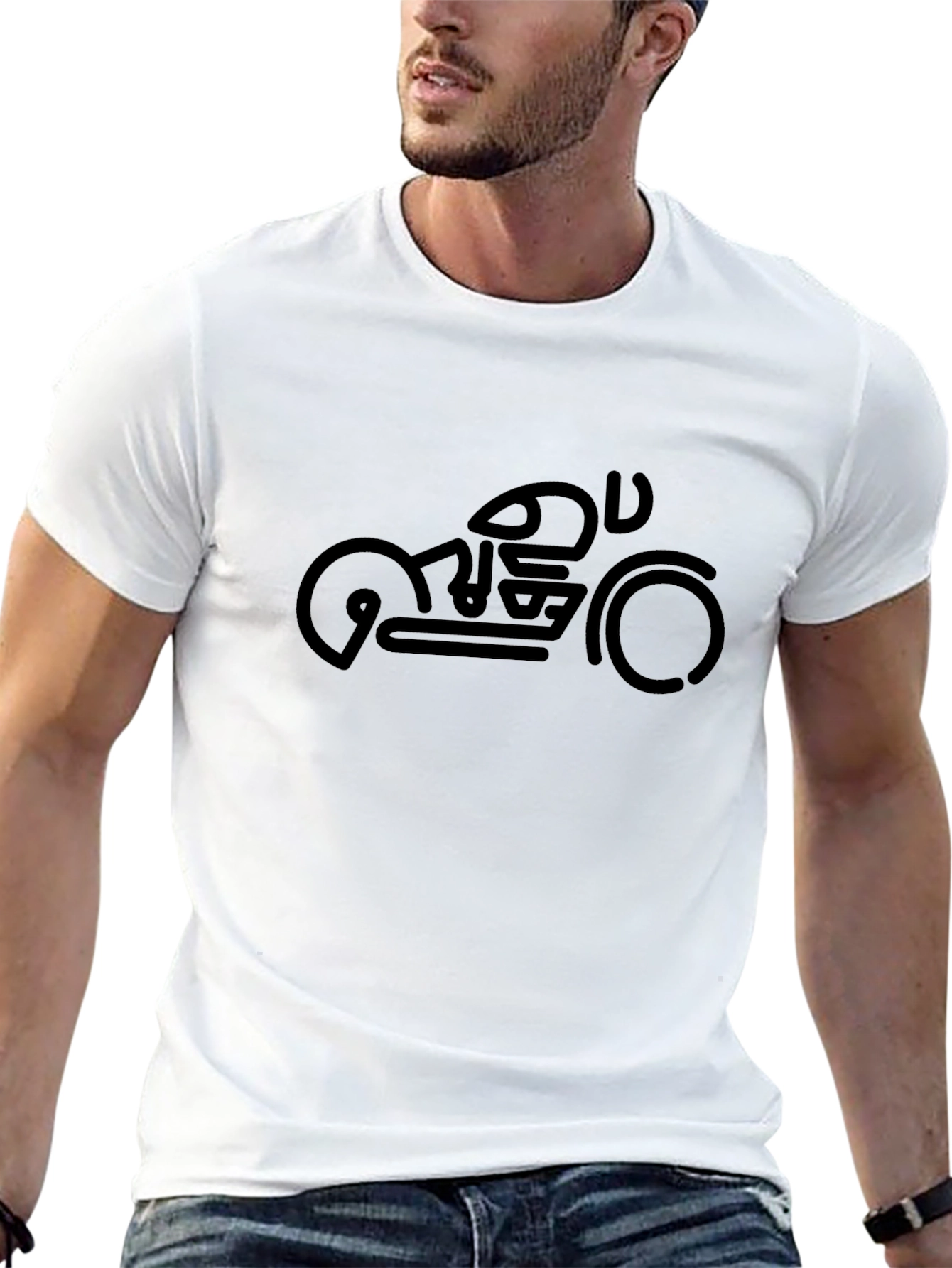 Black Modern Motorcycle Graphic T-Shirt view 13