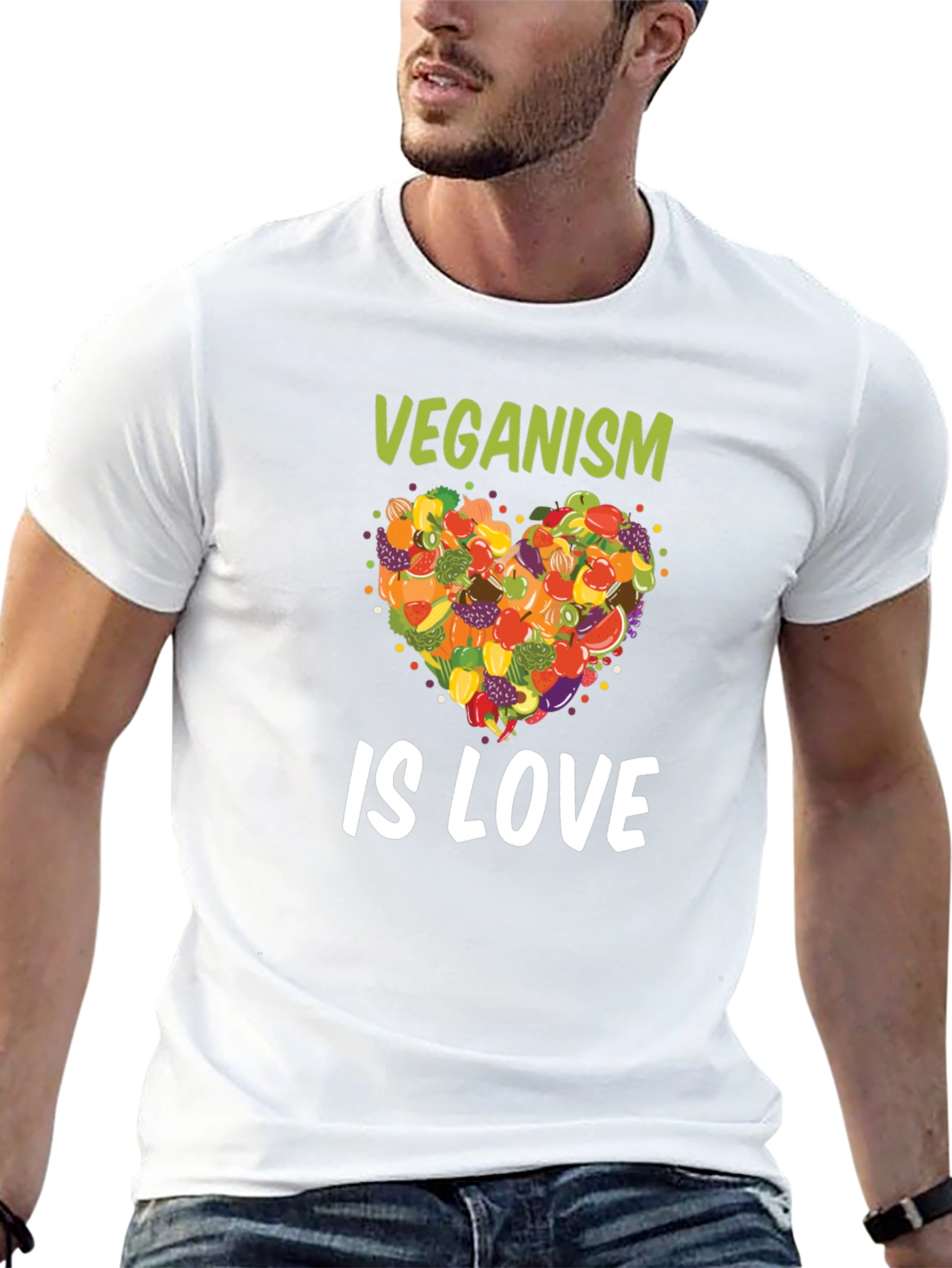 Black Veganism Is Love T-Shirt Fruit Heart Tee view 13