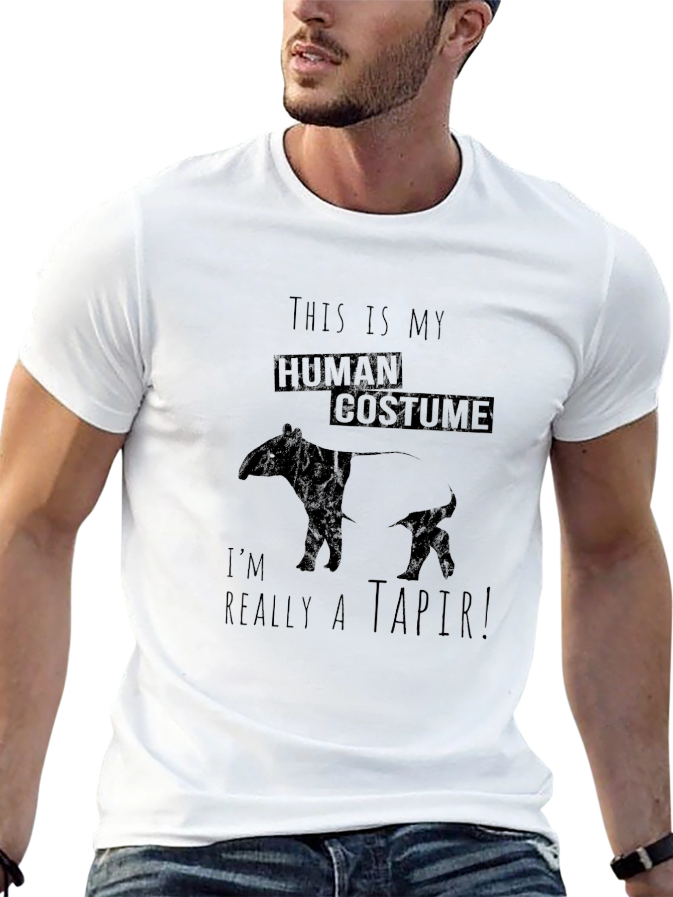 Black Human Costume Tapir T-Shirt - Funny Animal Tee view 13