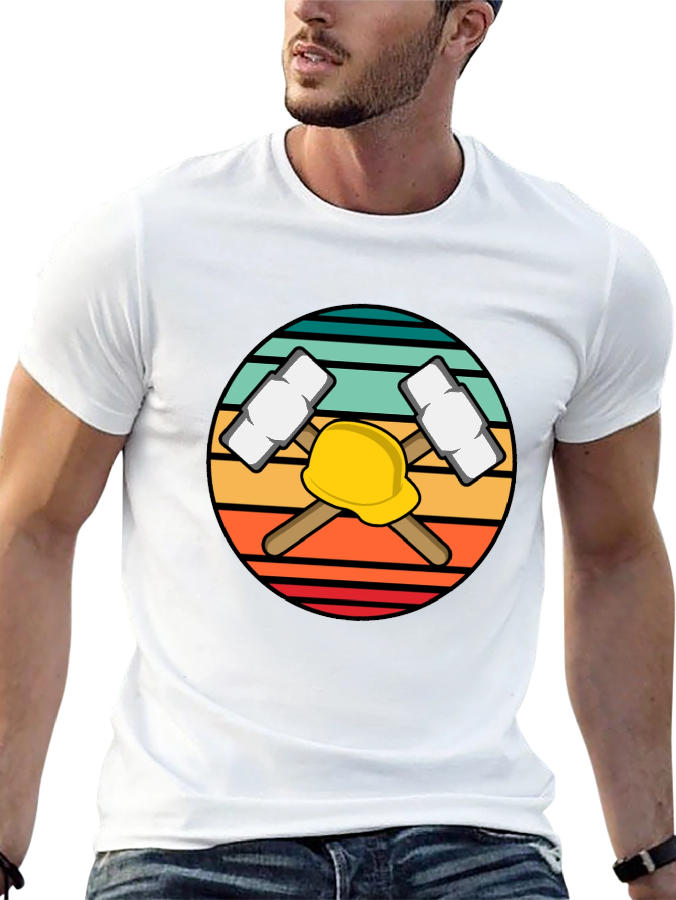 Black Miner Hard Hat & Pickaxes Graphic Tee - Black view 13