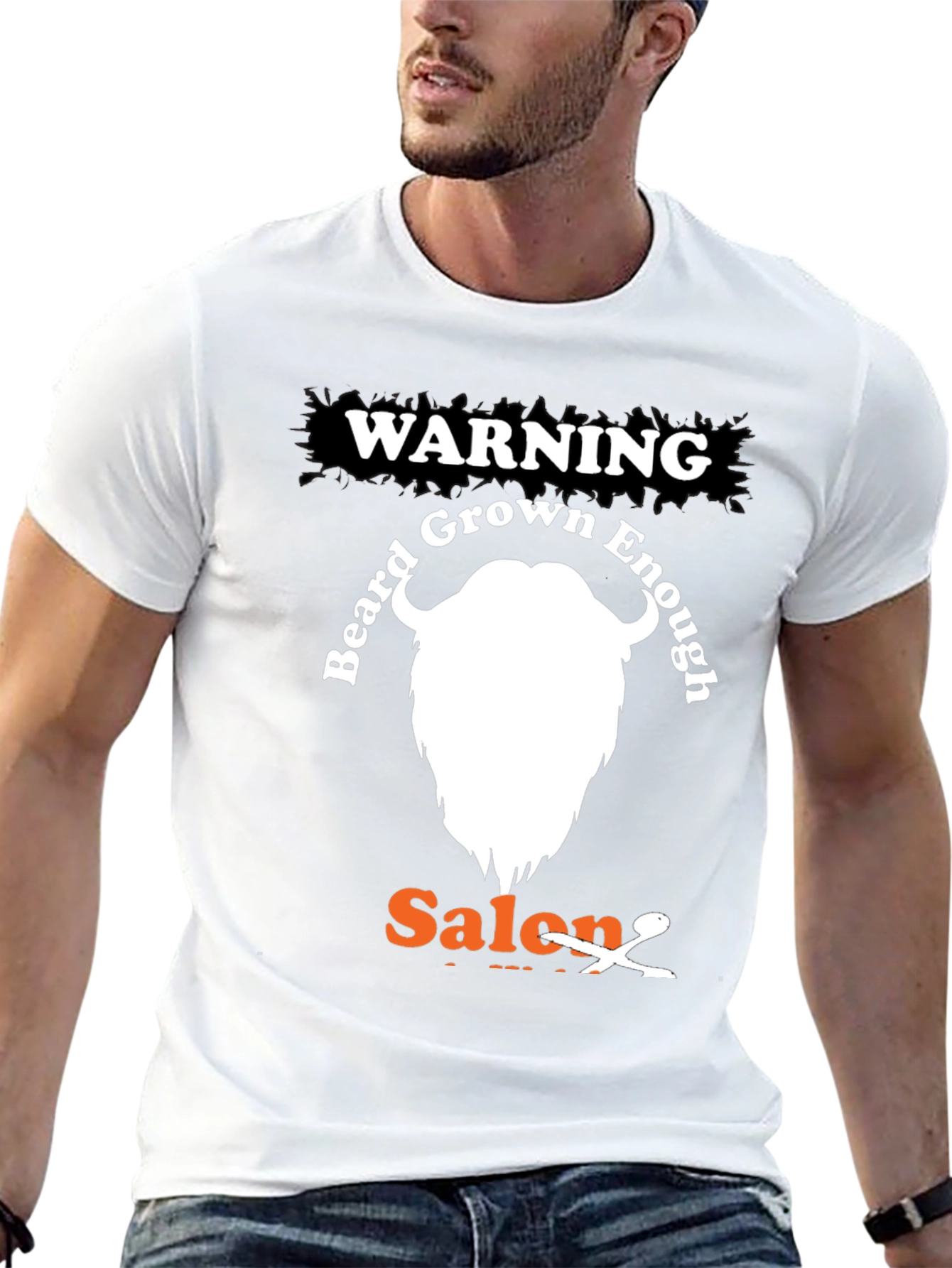 Black Warning Beard Grown Enough Salon T-Shirt view 13