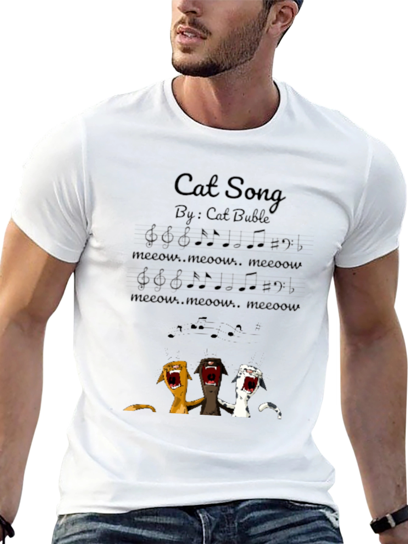 Black Cat Song T-Shirt - Meow Music Tee view 13