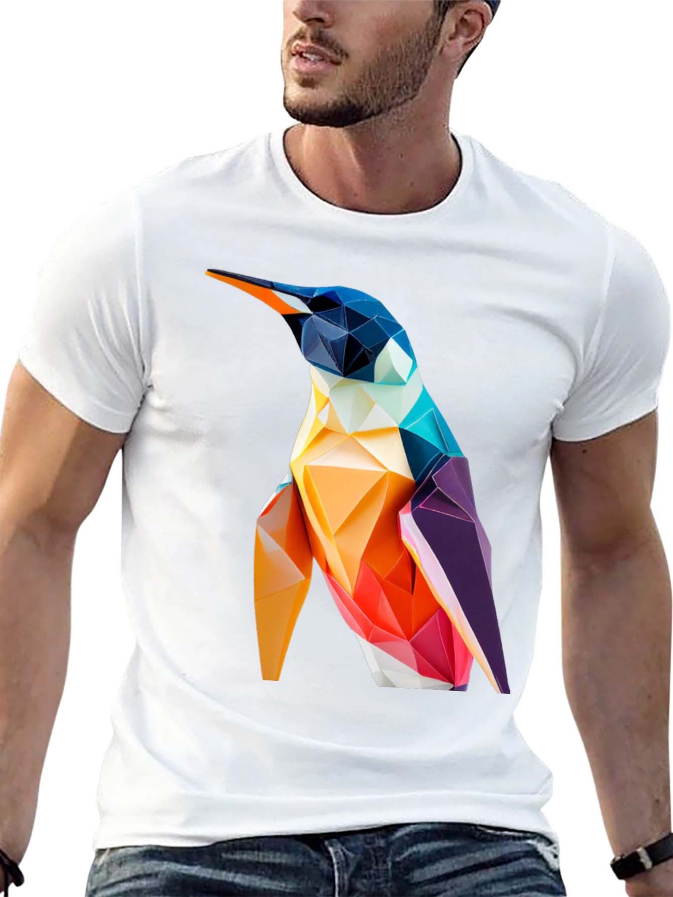 Black Geometric Penguin Graphic Tee - Modern Stylish Design view 13