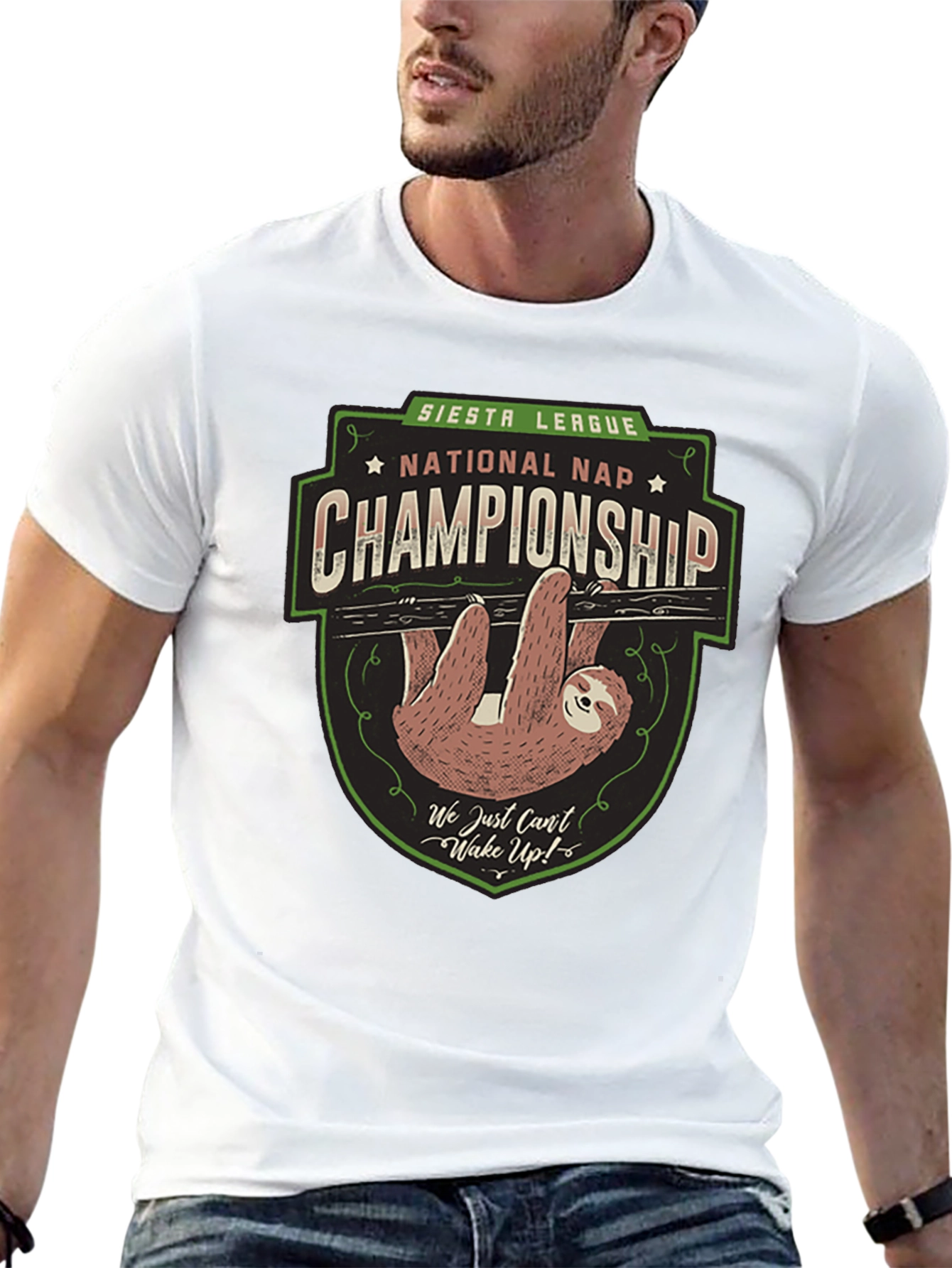 Black Siesta League National Nap Championship Sloth T-Shirt view 13