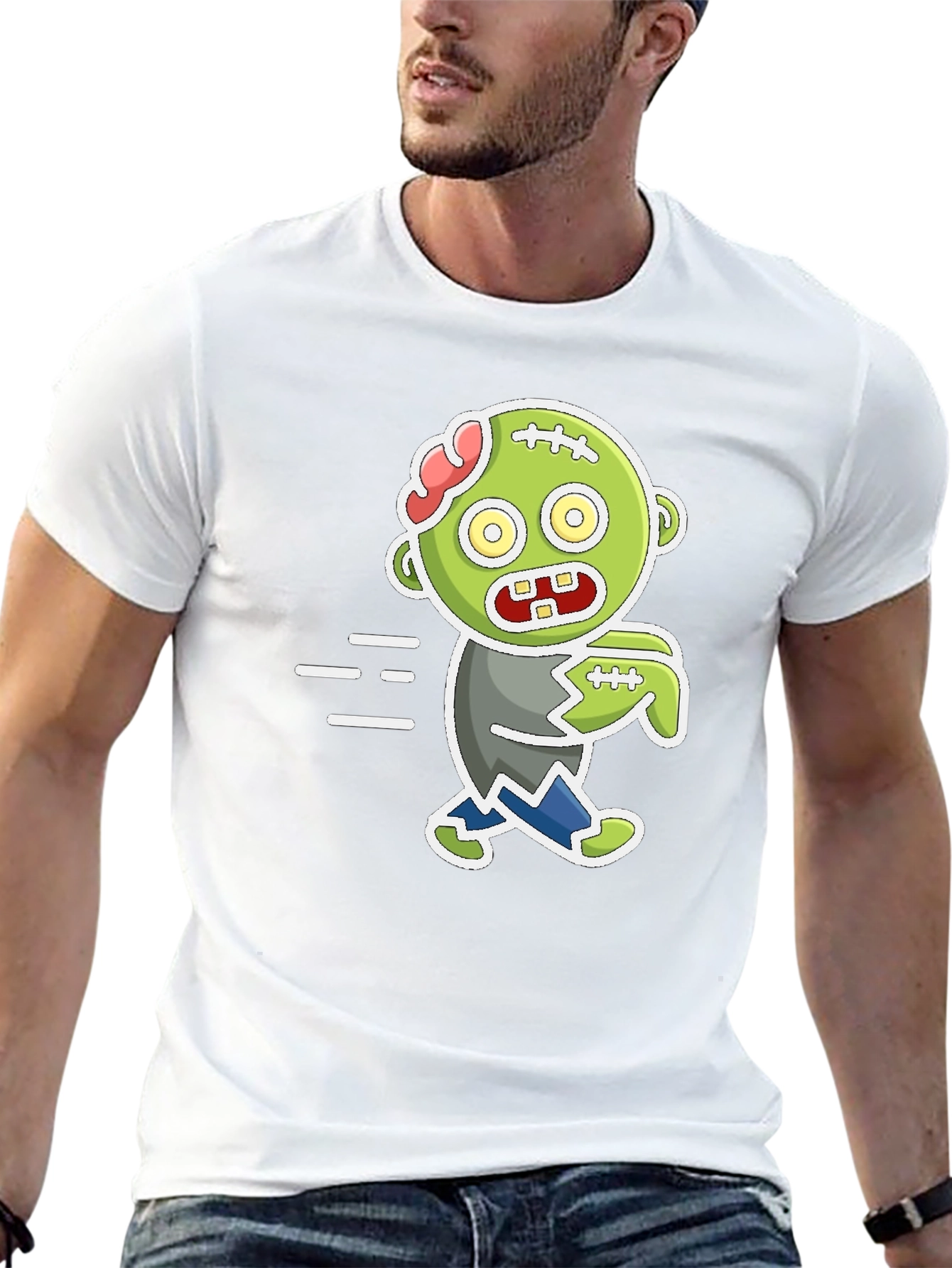 Black Cartoon Zombie Graphic T-Shirt - Halloween Fun view 13
