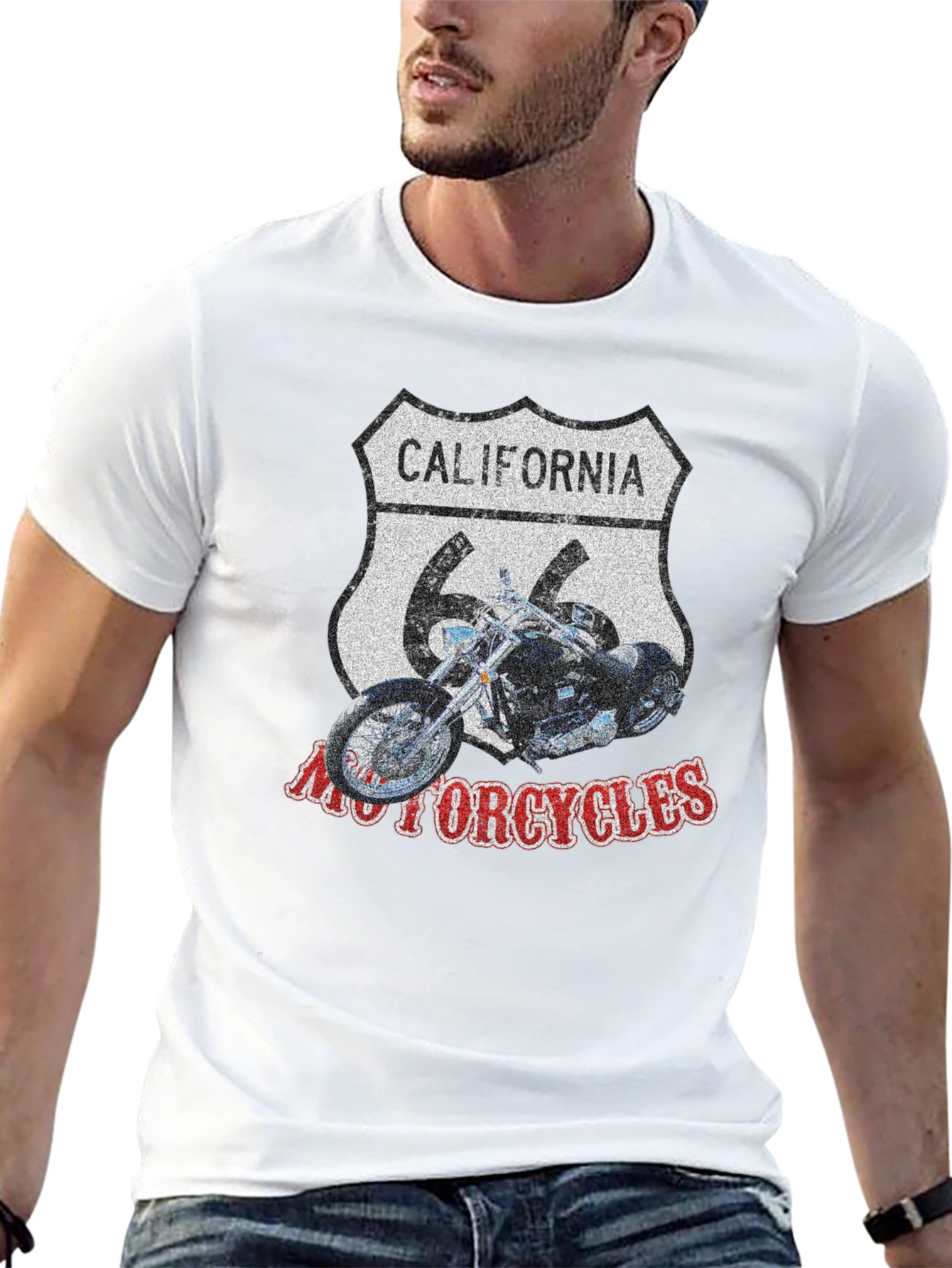 Black California 66 Motorcycles Black T-Shirt view 13