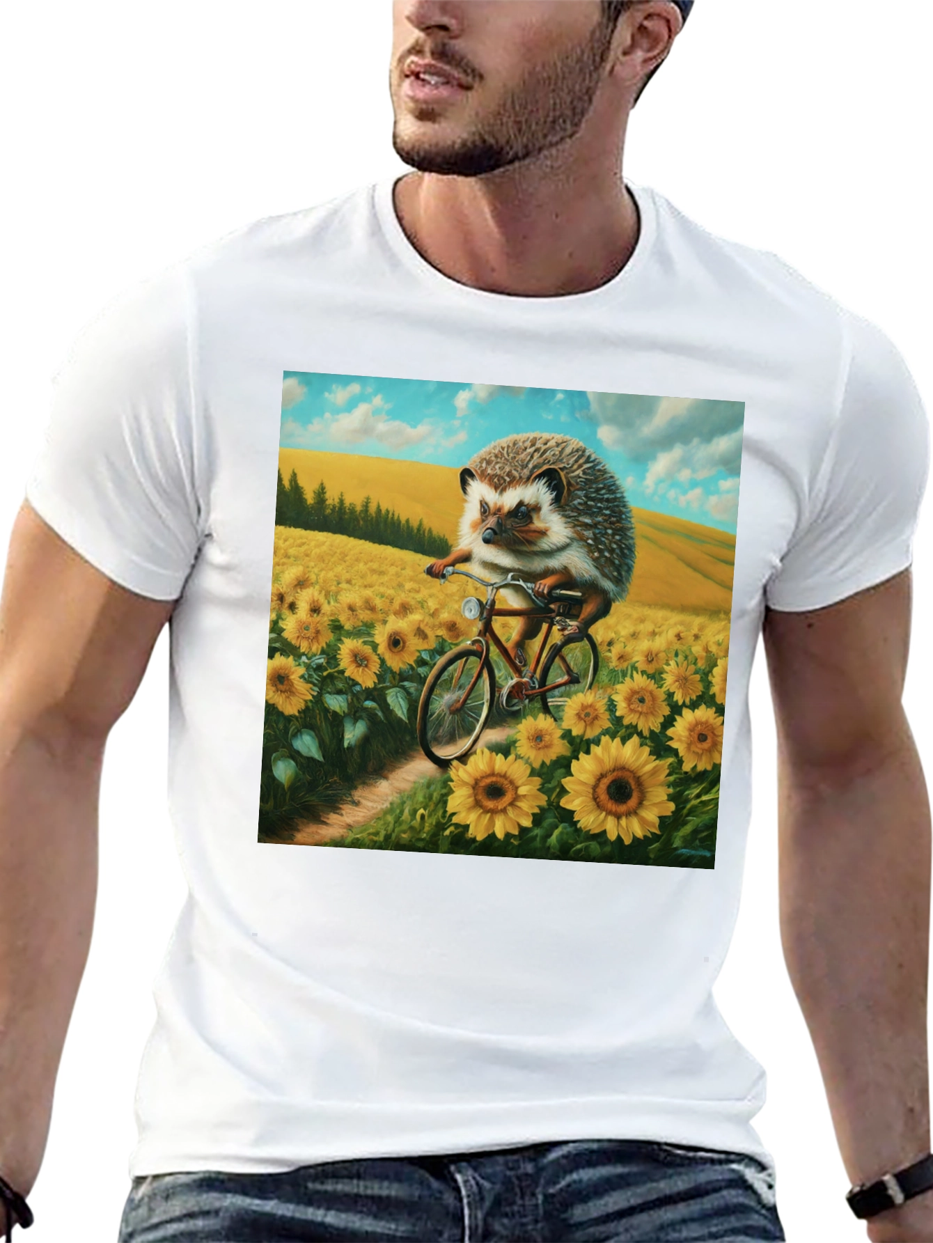 Black Hedgehog on Bike T-Shirt view 13