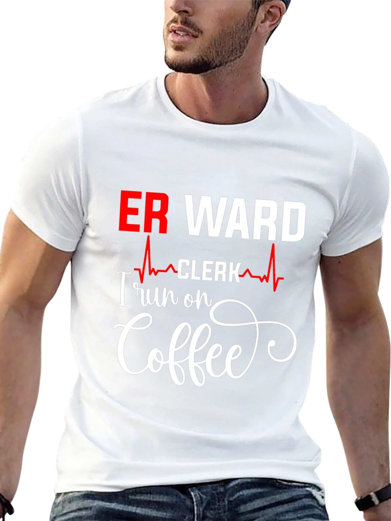 Black ER Ward Clerk Coffee T-Shirt view 13