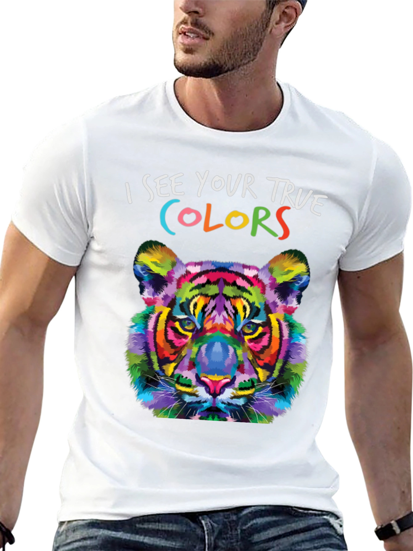 Black Colorful Tiger Graphic T-Shirt - See Your True Colors! view 13