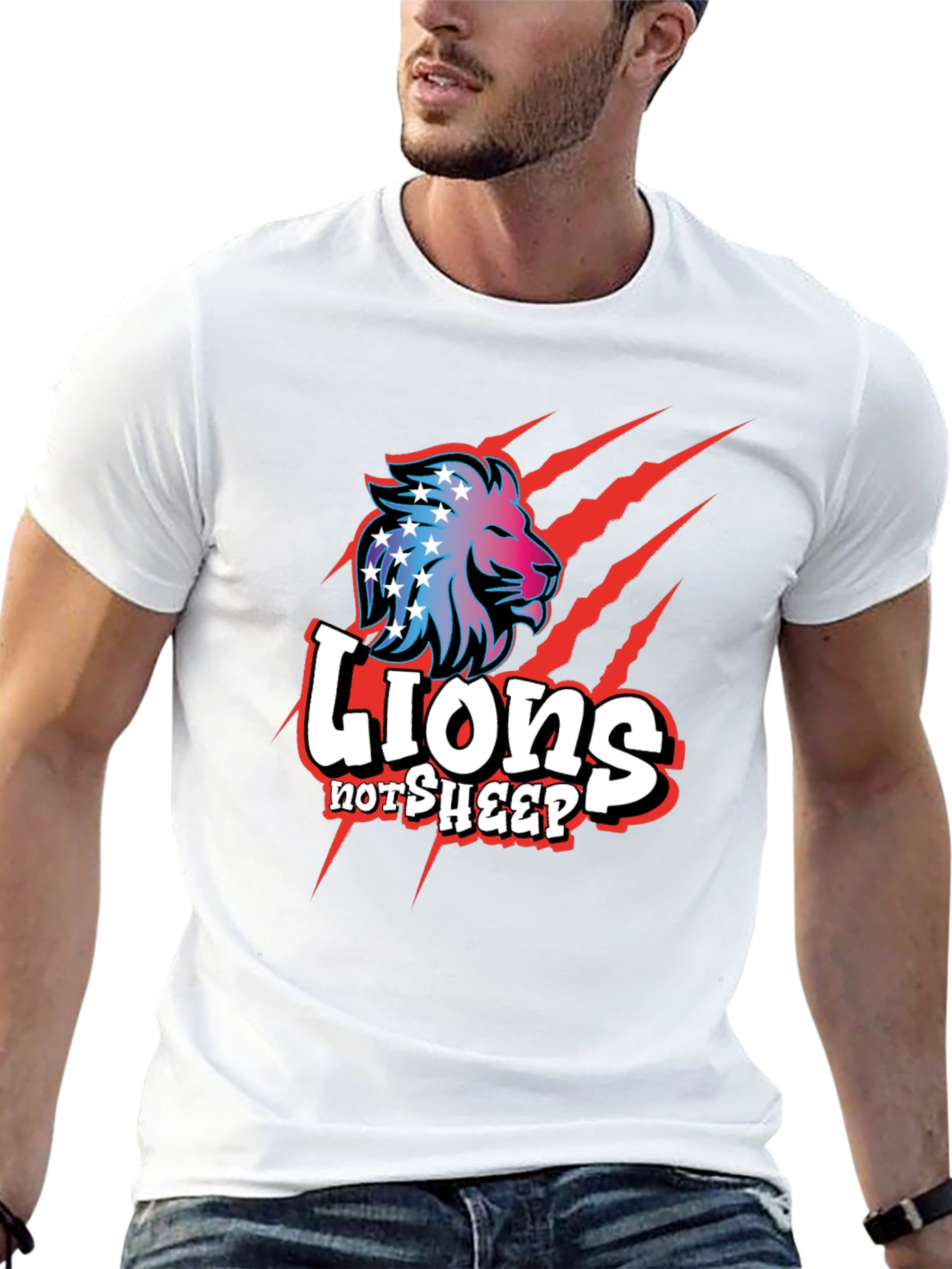 Black Lions Not Sheep Graphic Tee - Patriotic Design view 13