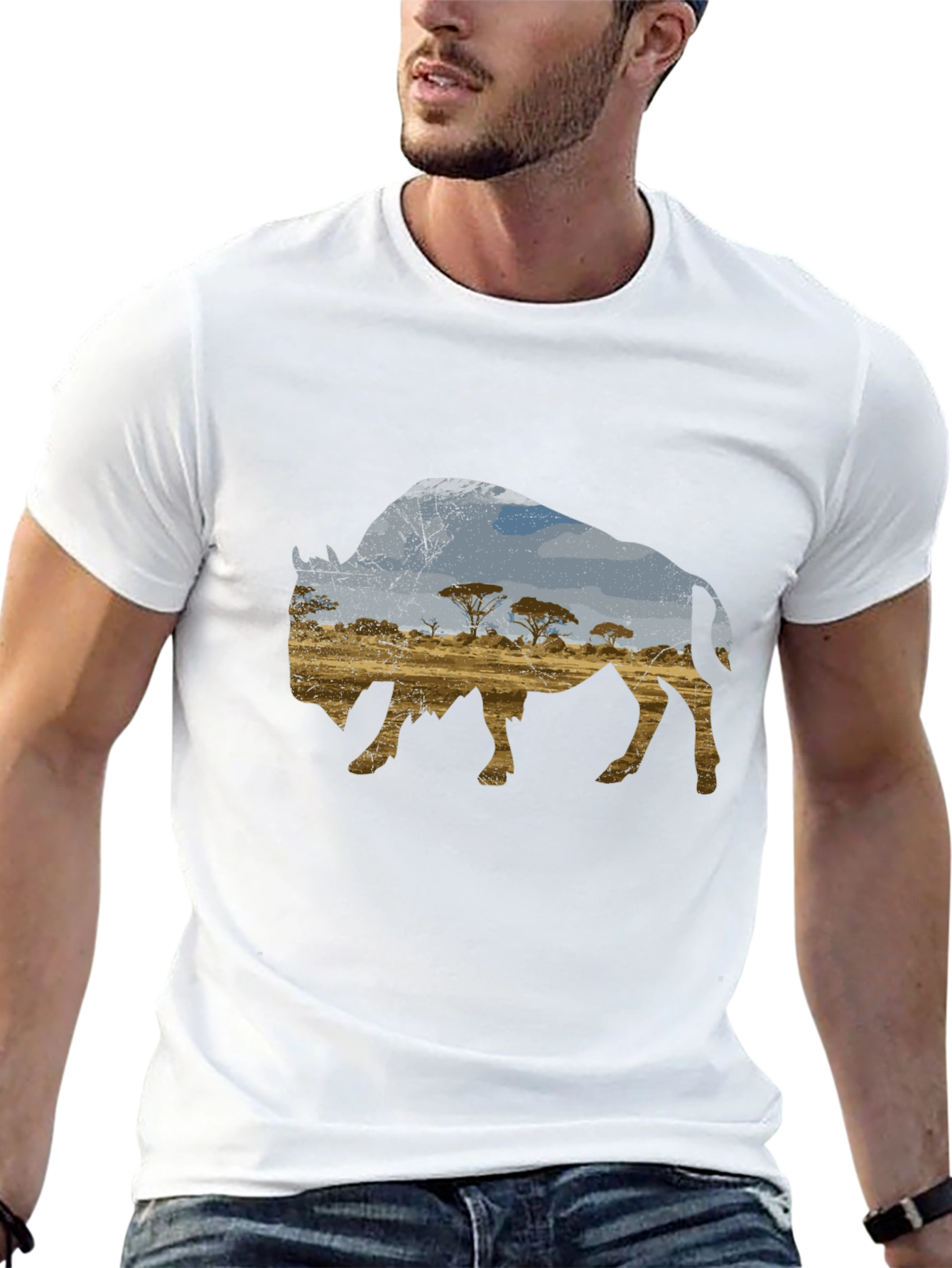 Black Buffalo Landscape Graphic Black T-Shirt view 13