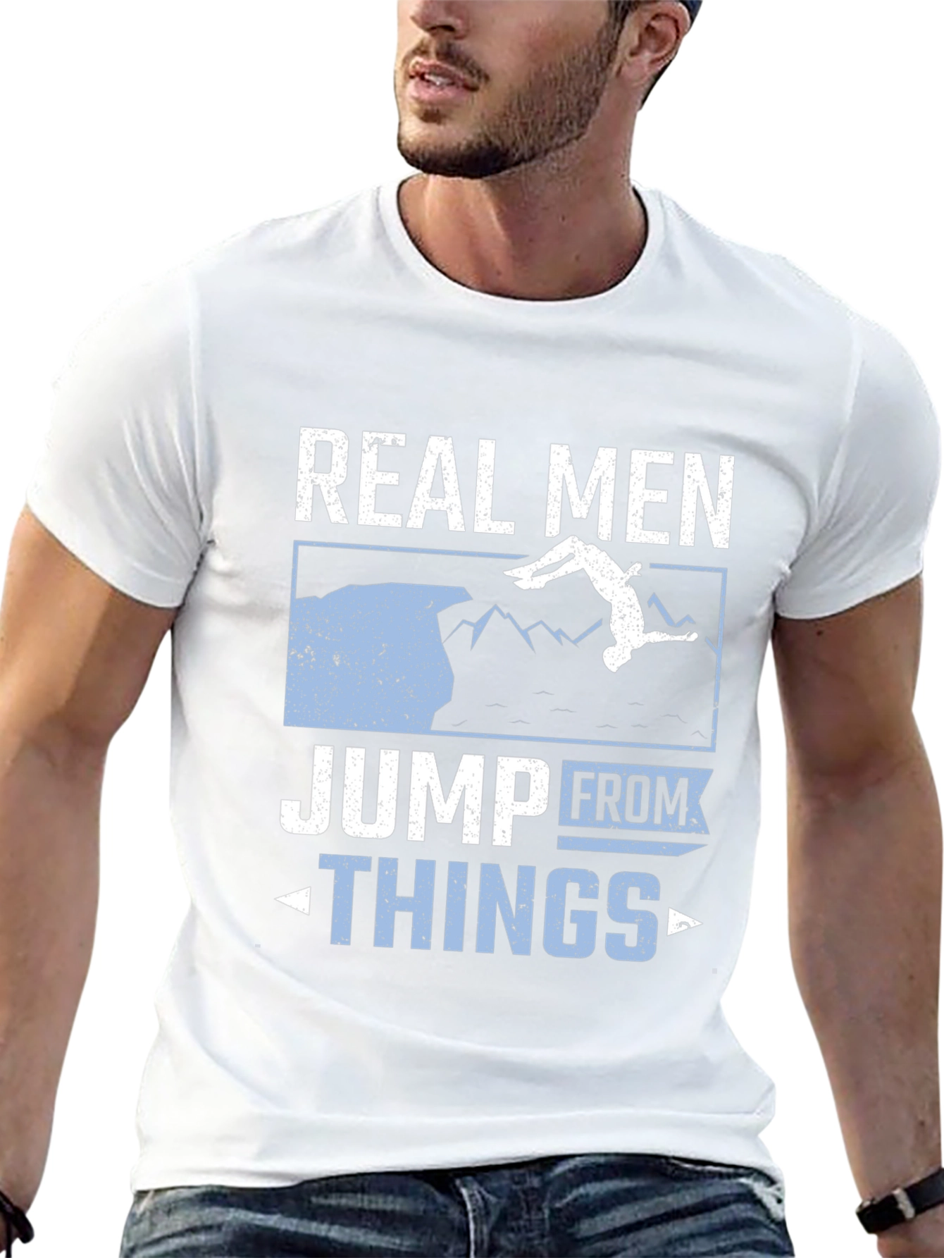 Black Real Men Jump From Things T-Shirt view 13