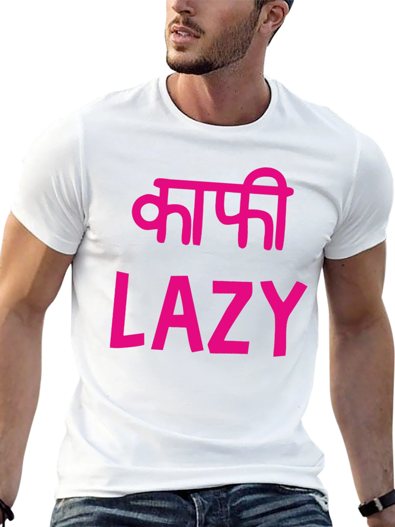 Black Lazy T-Shirt - Black with Pink Print view 13
