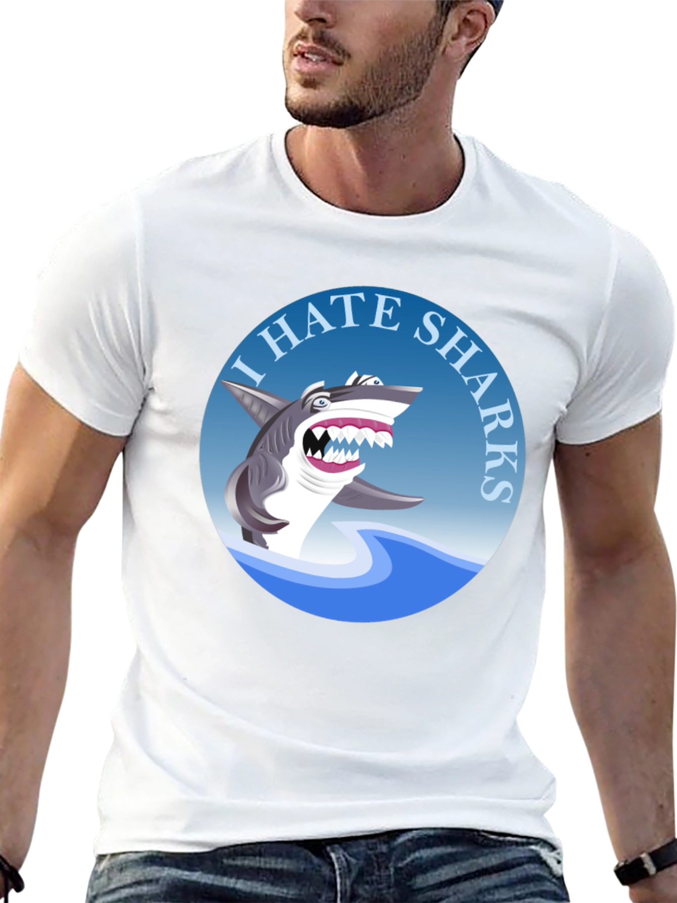 Black I Hate Sharks Graphic Tee - Men's Black T-Shirt view 13