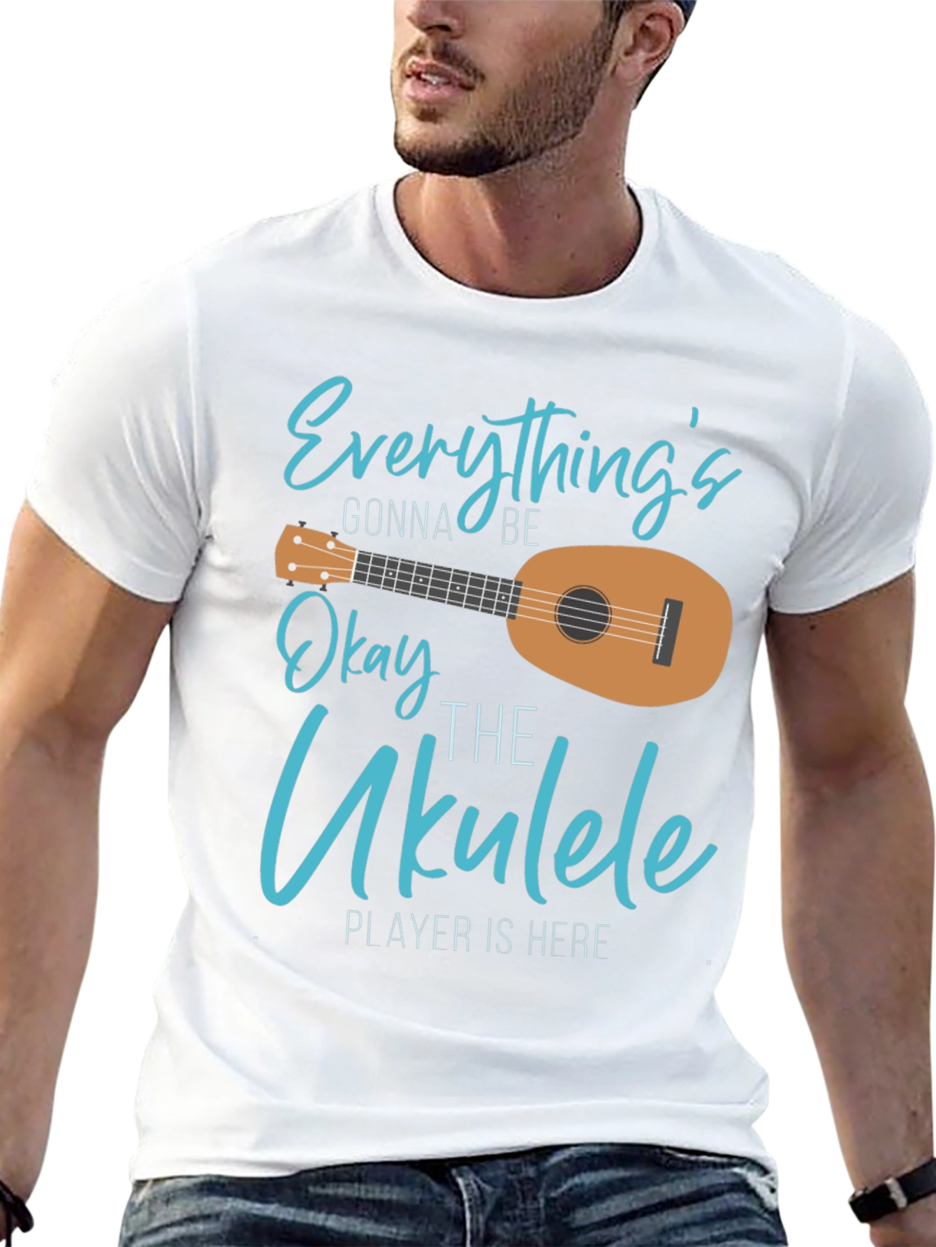 Black Everything's Gonna Be Okay Ukulele T-Shirt view 13