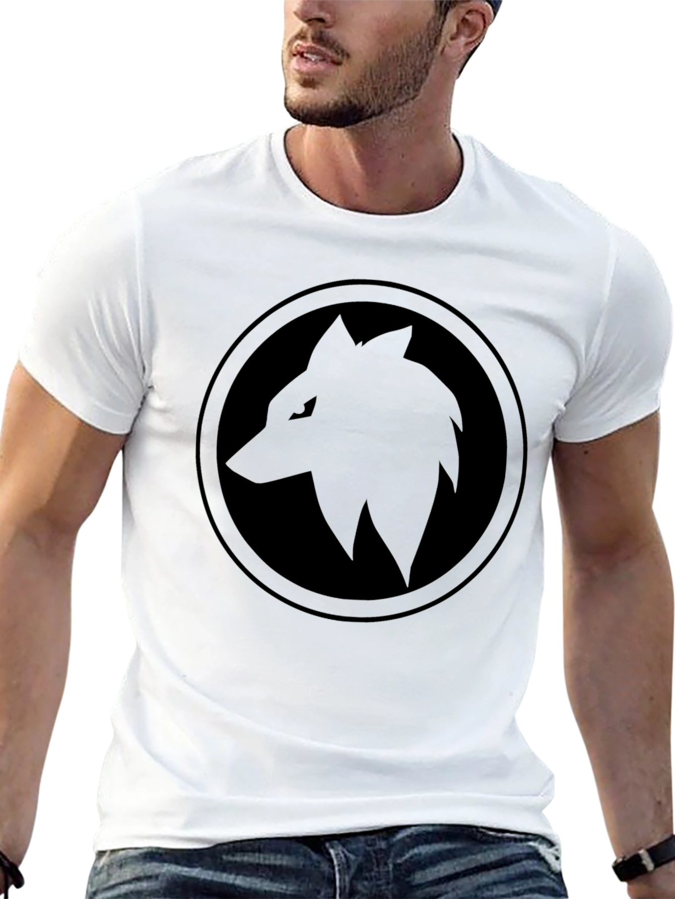 Black Black Wolf Circle T-Shirt - Edgy Graphic Tee view 13
