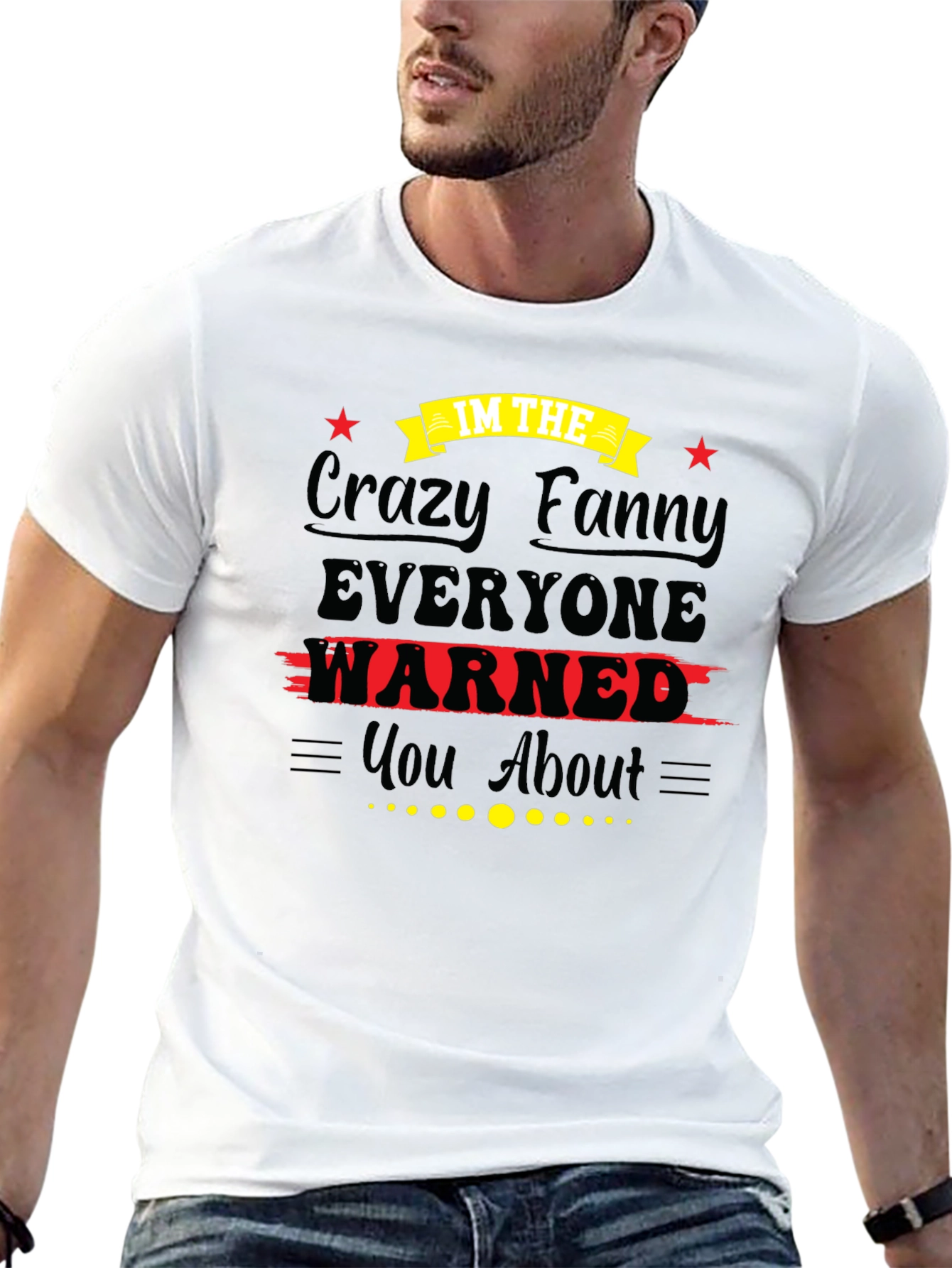 Black Crazy Fanny Graphic Tee - Unisex Black T-Shirt view 13