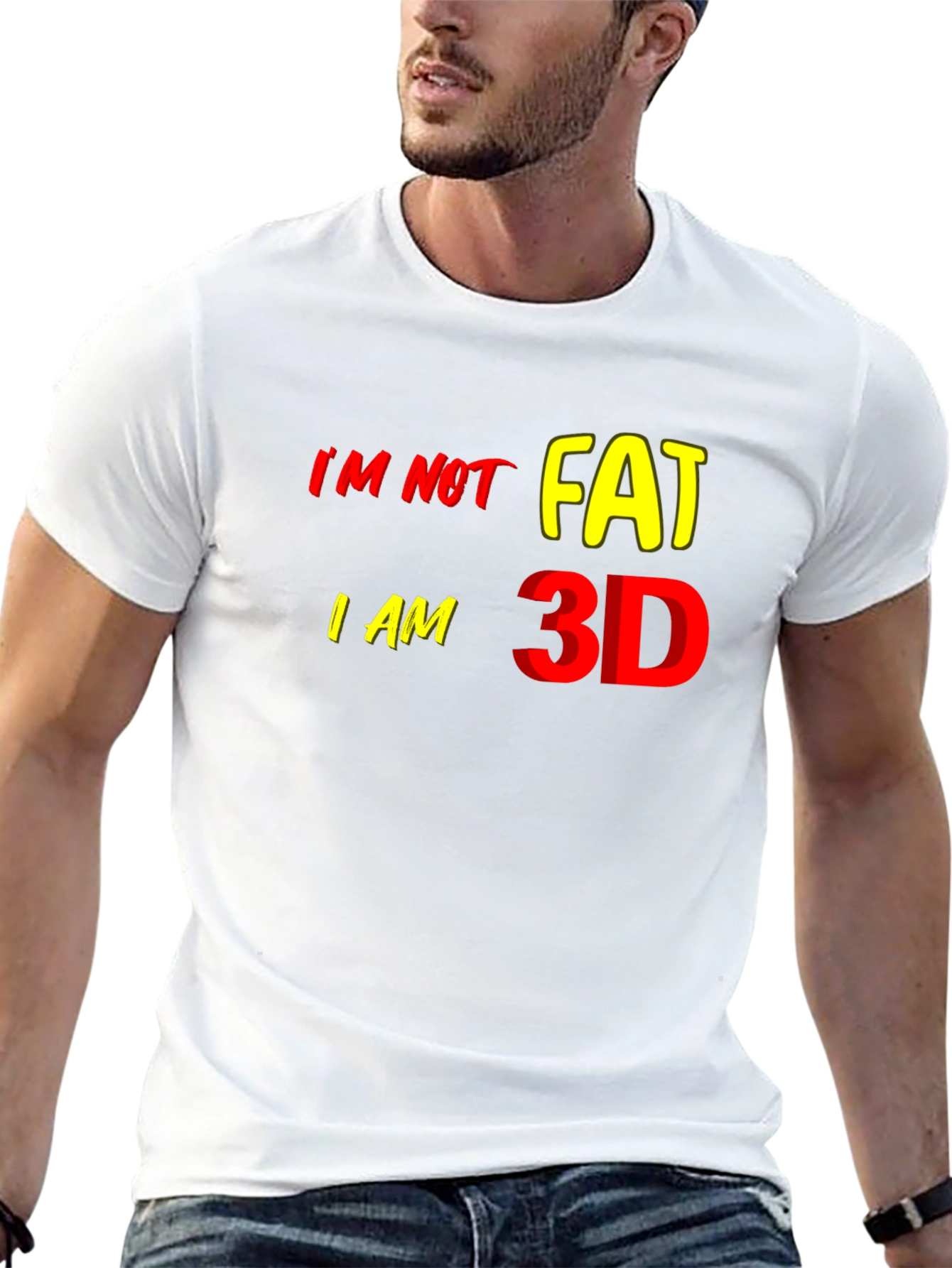 Black I'm Not Fat I'm 3D Graphic T-Shirt, Funny Statement Tee view 13