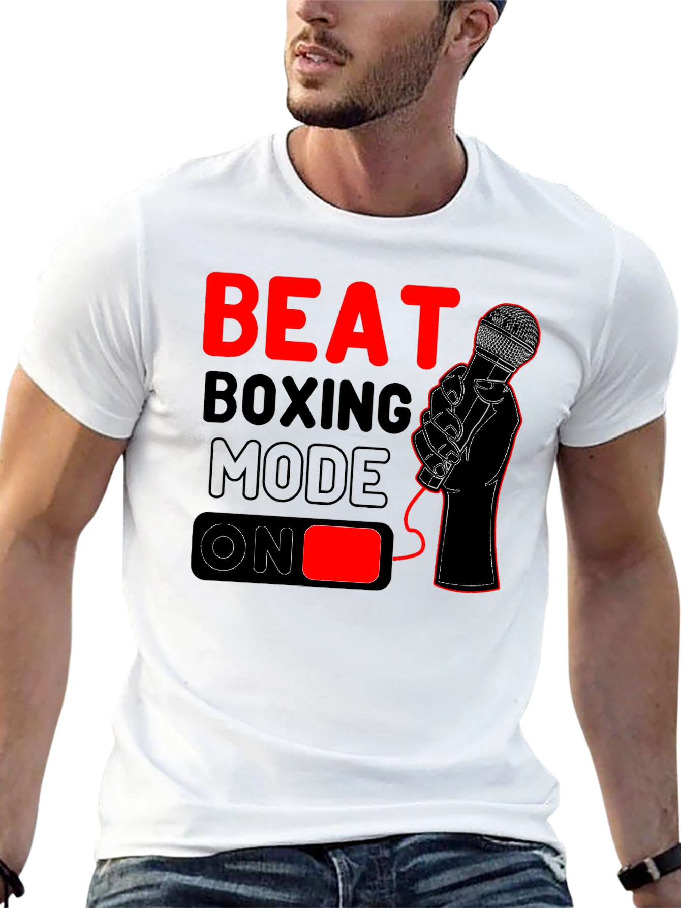 Black Beat Boxing Mode On T-Shirt - Black view 13