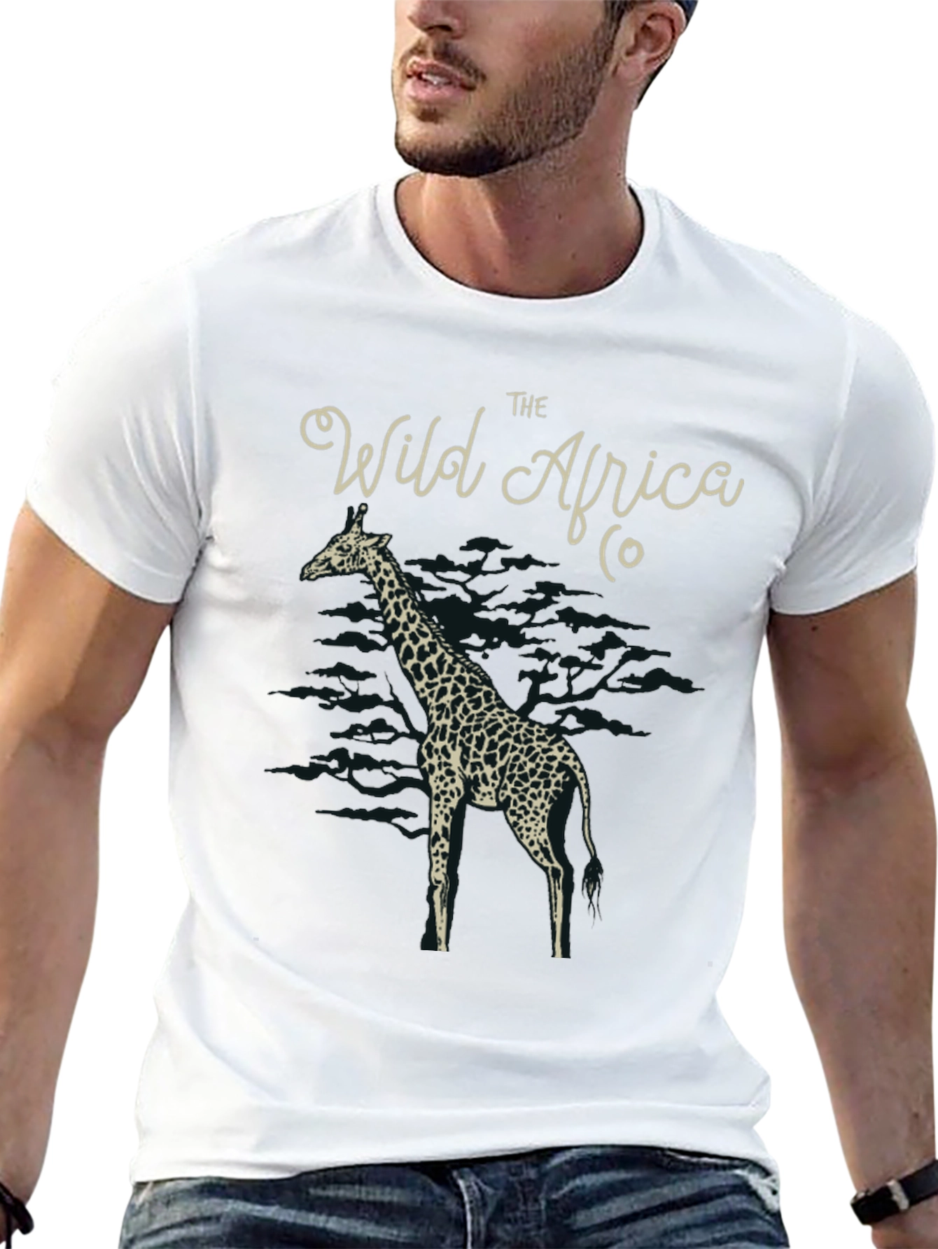 Black The Wild Africa Co. Giraffe Print Black T-Shirt view 13