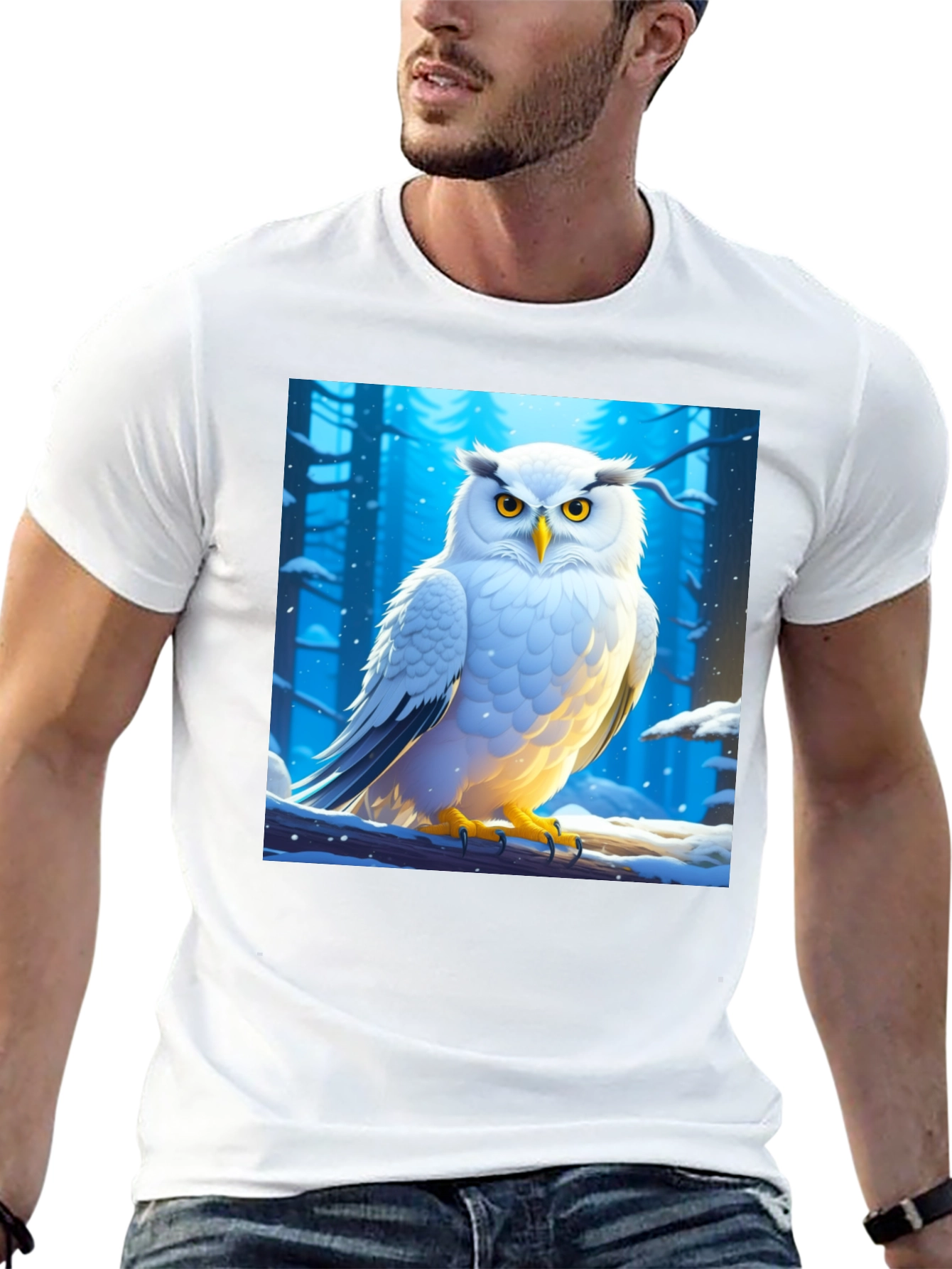 Black Owl Graphic Print Black T-Shirt view 13