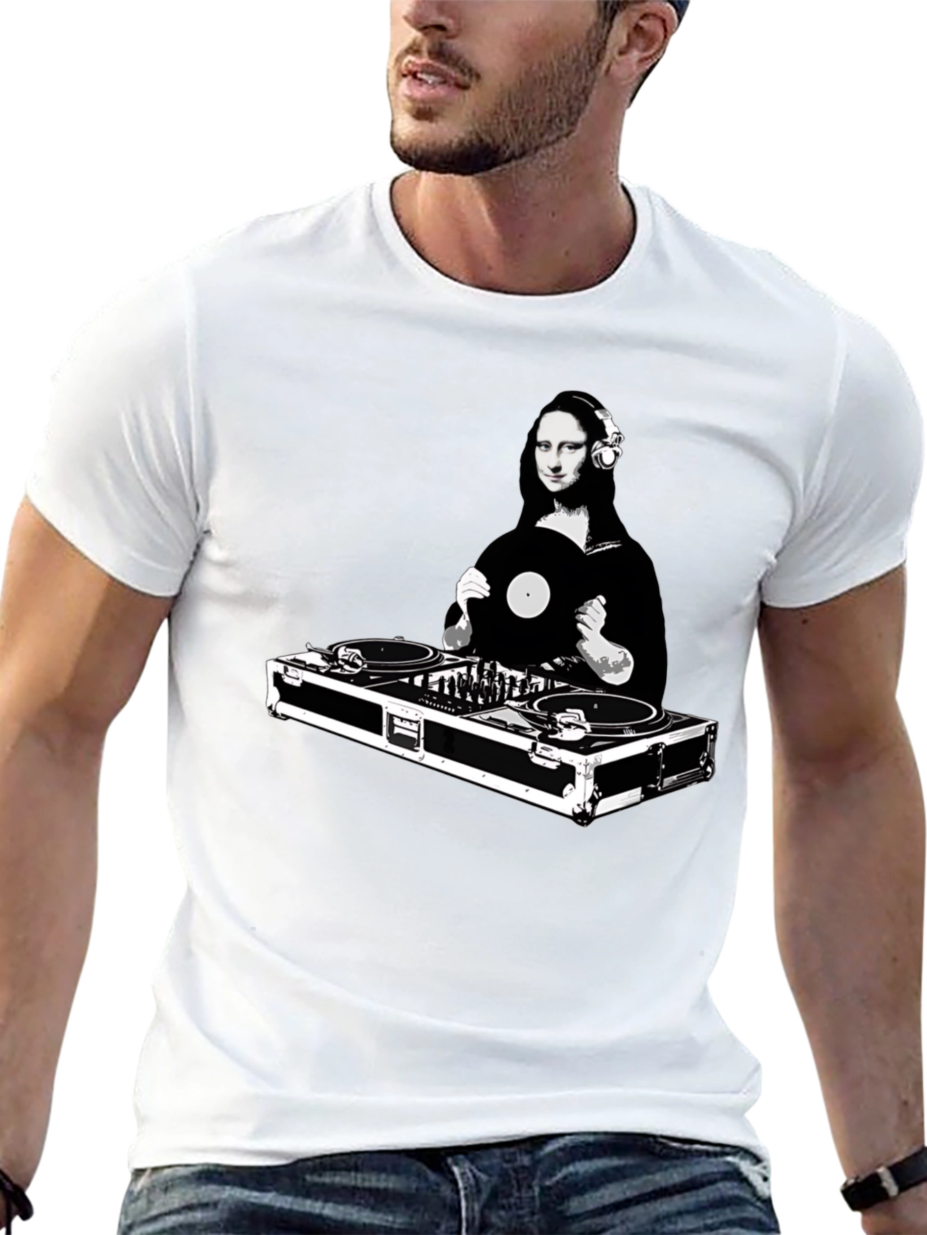 Black DJ Mona Lisa Graphic Tee - Unisex view 13
