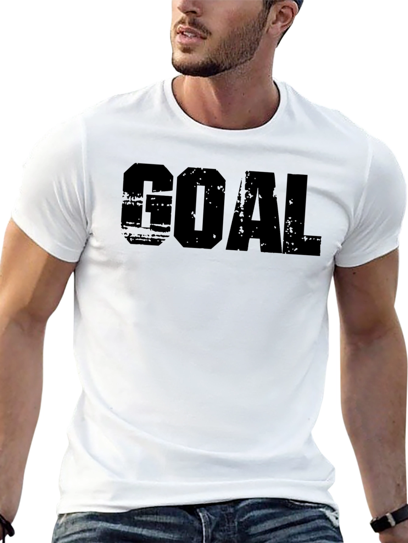 Black Men's GOAL Black Graphic T-Shirt view 13